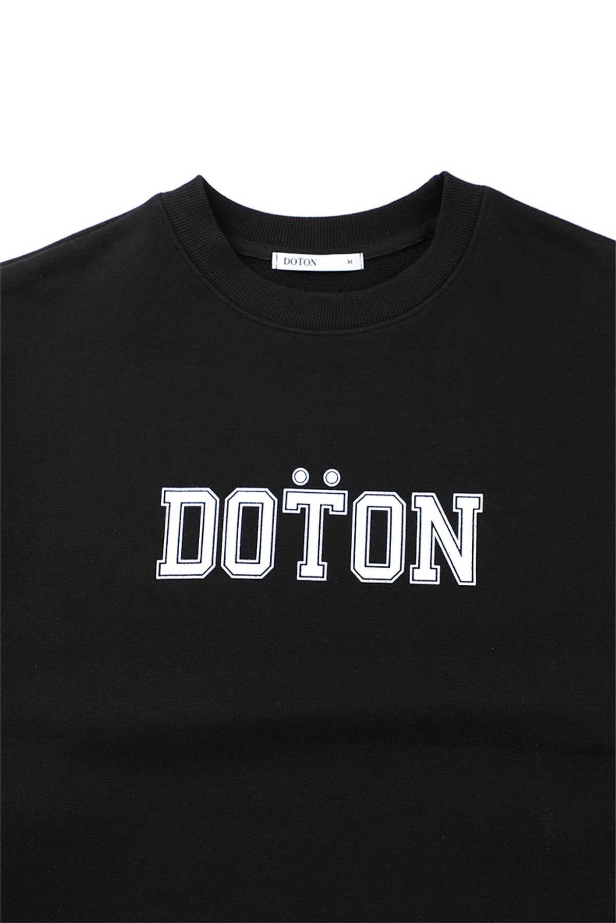 도톤(DOTON) 심플 로고 프린트 맨투맨(블랙)