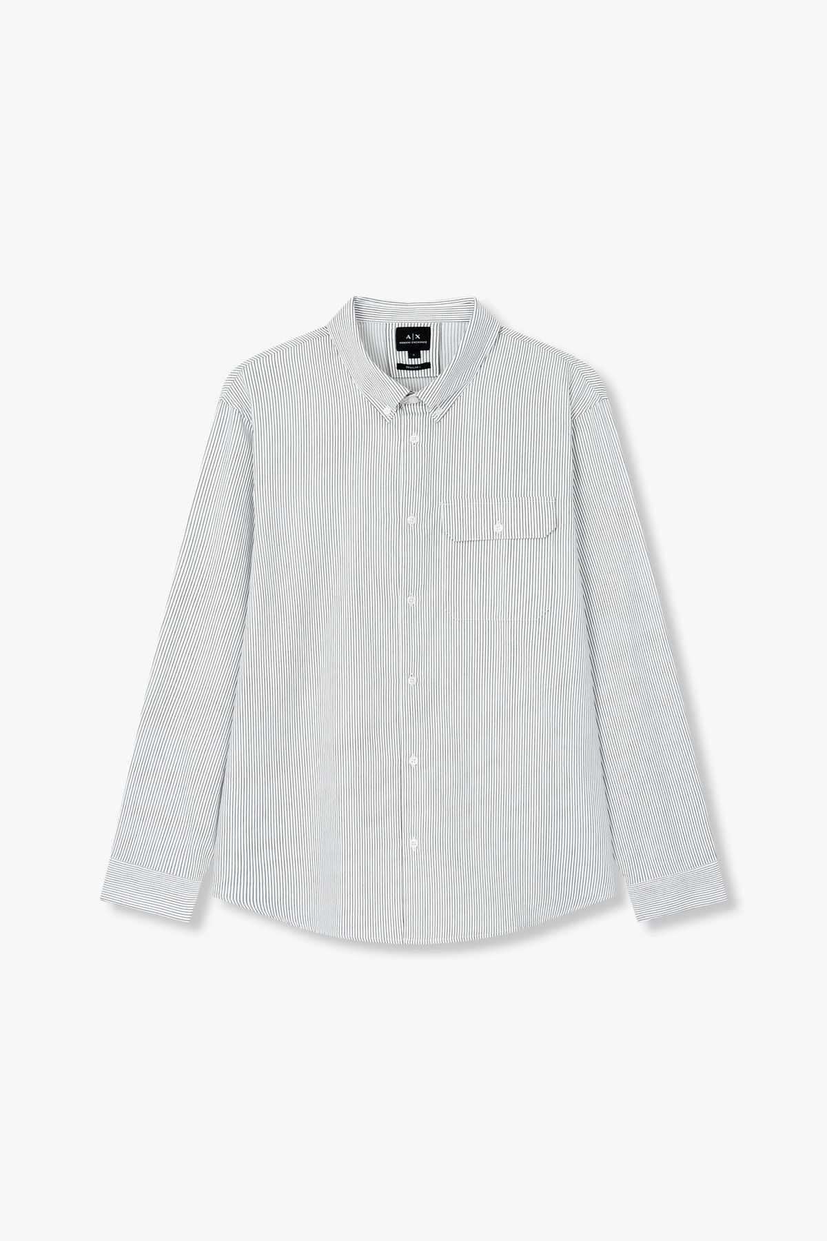 아르마니 익스체인지(ARMANI EXCHANGE) 남성 스트라이프 버튼 다운 카라 셔츠_오프 화이트 A415120004