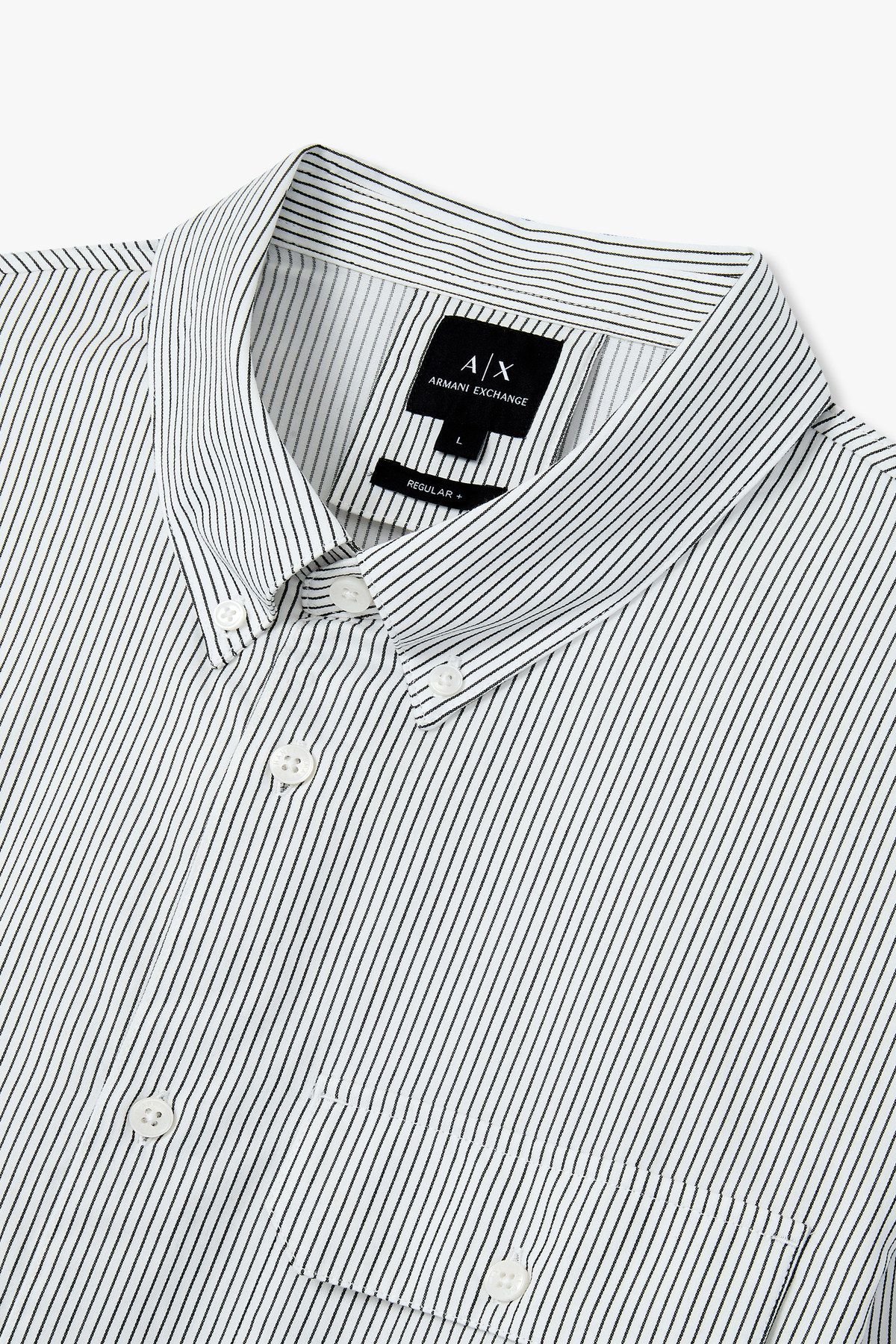 아르마니 익스체인지(ARMANI EXCHANGE) 남성 스트라이프 버튼 다운 카라 셔츠_오프 화이트 A415120004