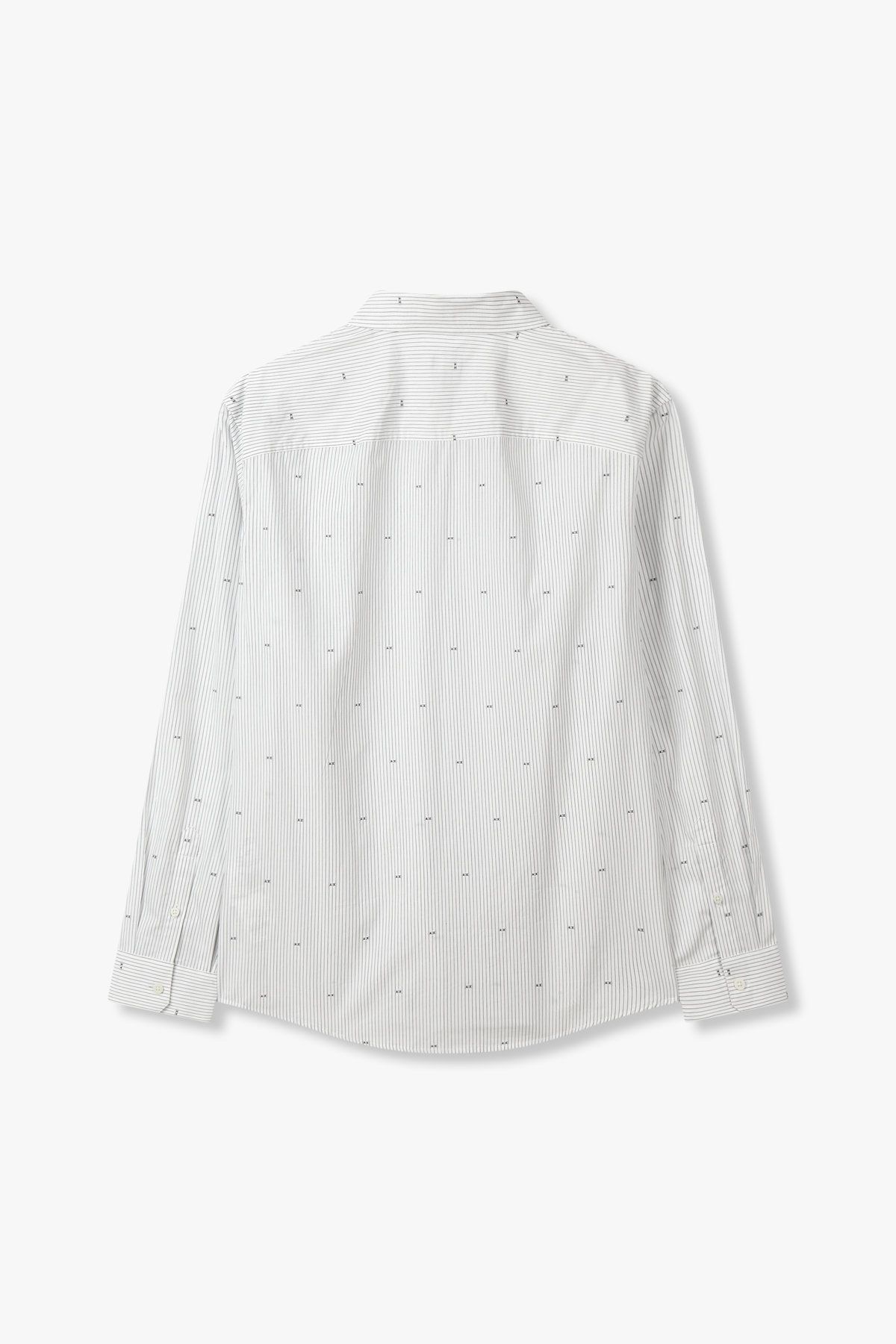 아르마니 익스체인지(ARMANI EXCHANGE) 남성 스트라이프 로고 패턴 셔츠_화이트 A415120014