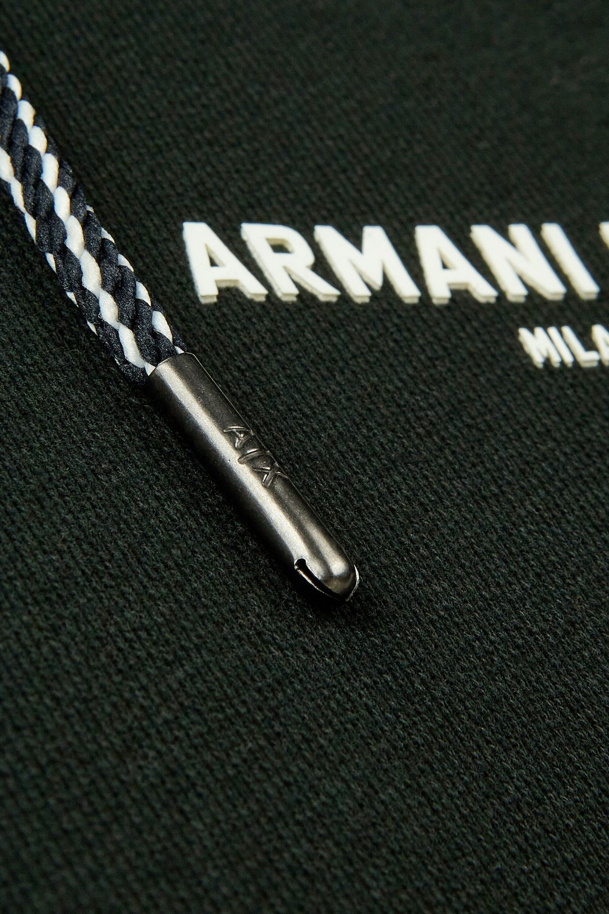 아르마니 익스체인지(ARMANI EXCHANGE) 남성 배색 로고 후디드 집업_다크 그린 A415131007