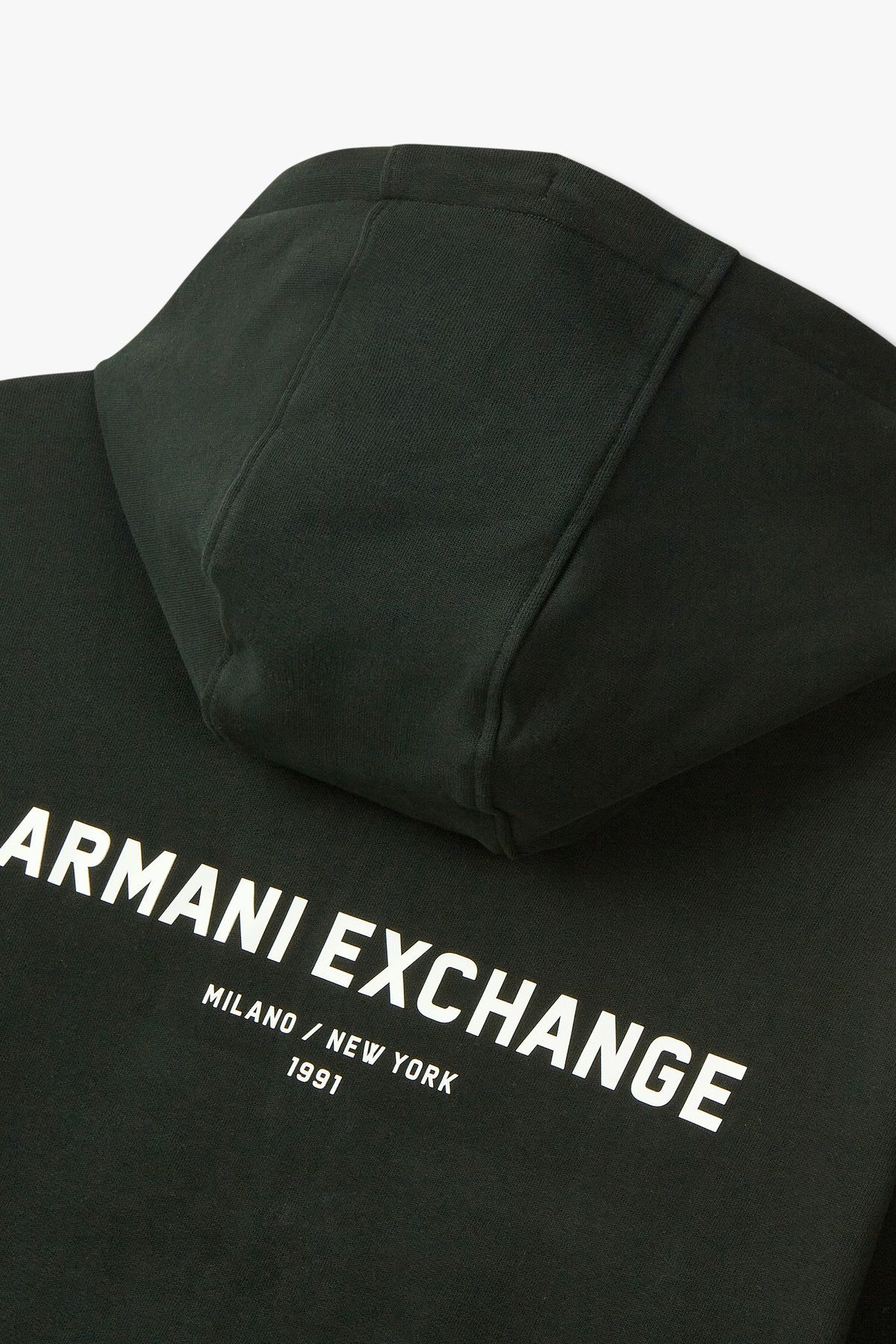 아르마니 익스체인지(ARMANI EXCHANGE) 남성 배색 로고 후디드 집업_다크 그린 A415131007