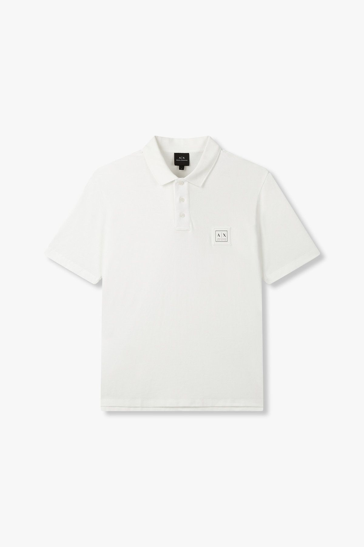 아르마니 익스체인지(ARMANI EXCHANGE) 남성 로고 패치 코튼 폴로 셔츠_화이트 A415131019