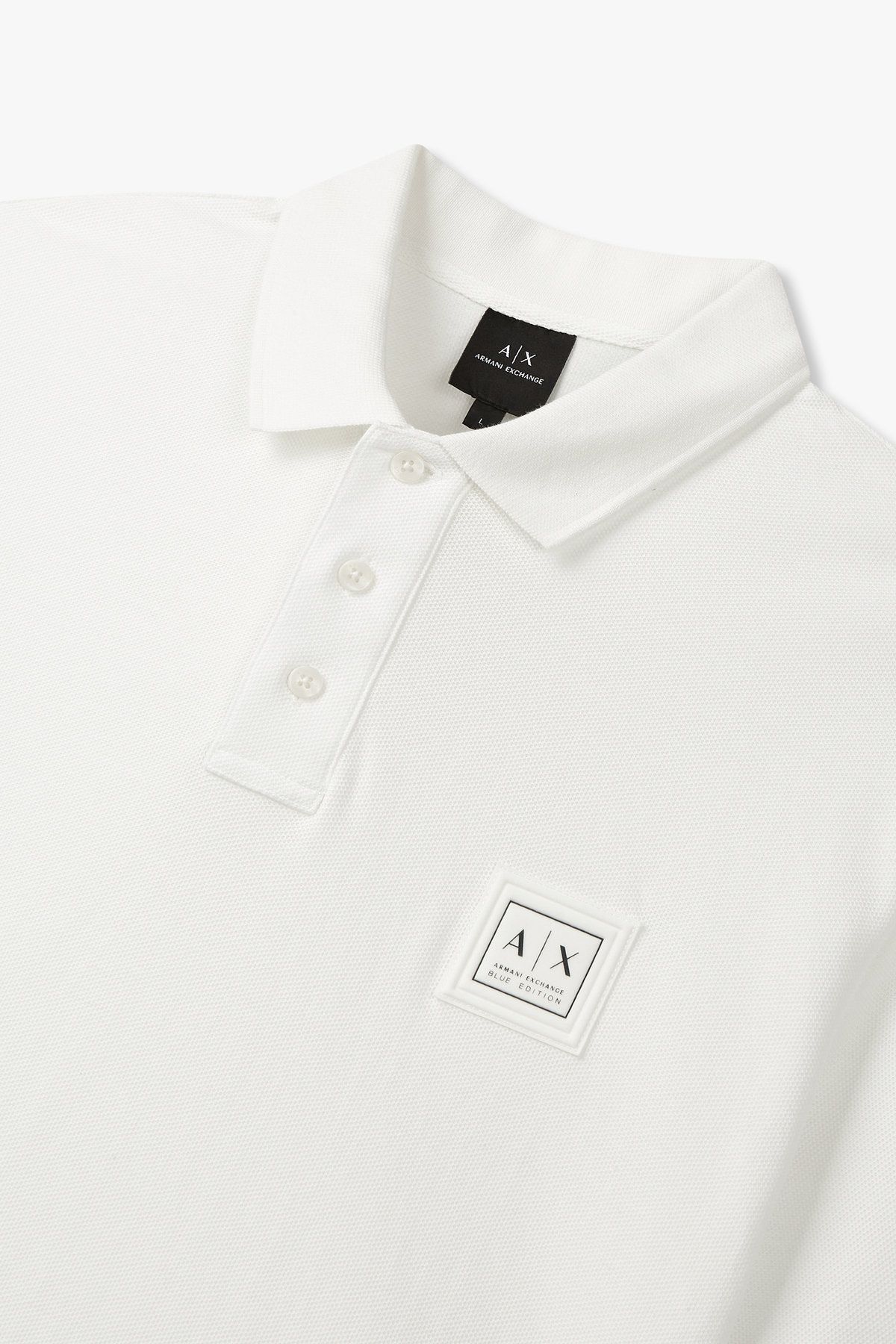 아르마니 익스체인지(ARMANI EXCHANGE) 남성 로고 패치 코튼 폴로 셔츠_화이트 A415131019