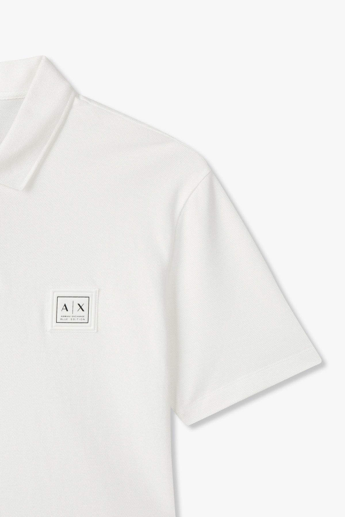 아르마니 익스체인지(ARMANI EXCHANGE) 남성 로고 패치 코튼 폴로 셔츠_화이트 A415131019