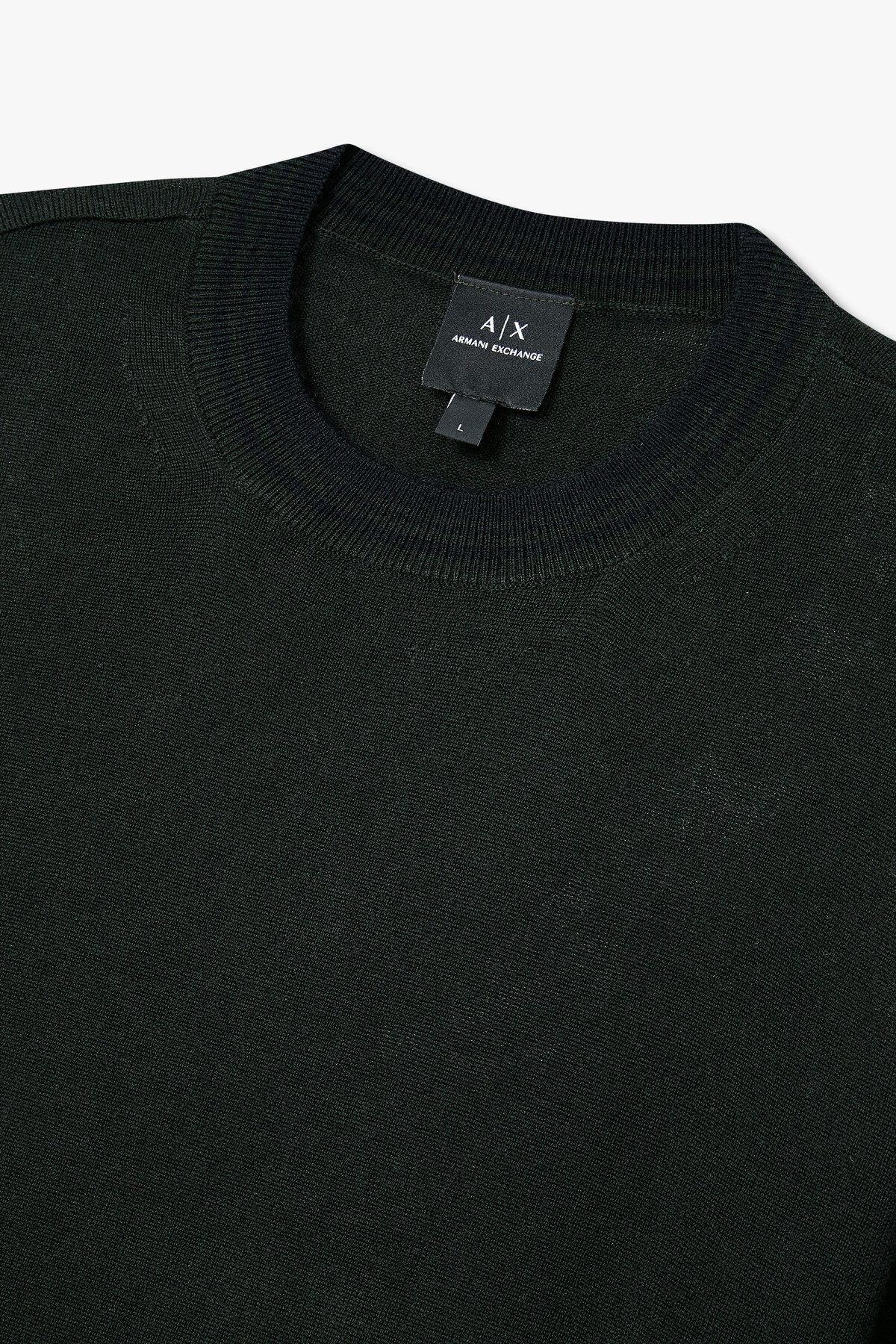 아르마니 익스체인지(ARMANI EXCHANGE) 남성 울 블렌드 롱 슬리브 스웨터_다크 그린 A415132009