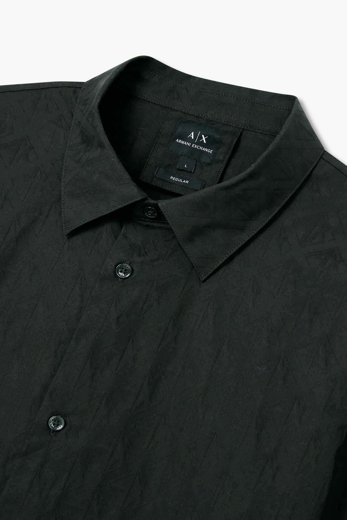 아르마니 익스체인지(ARMANI EXCHANGE) 남성 로고 패턴 코튼 셔츠_다크그린 A415120002