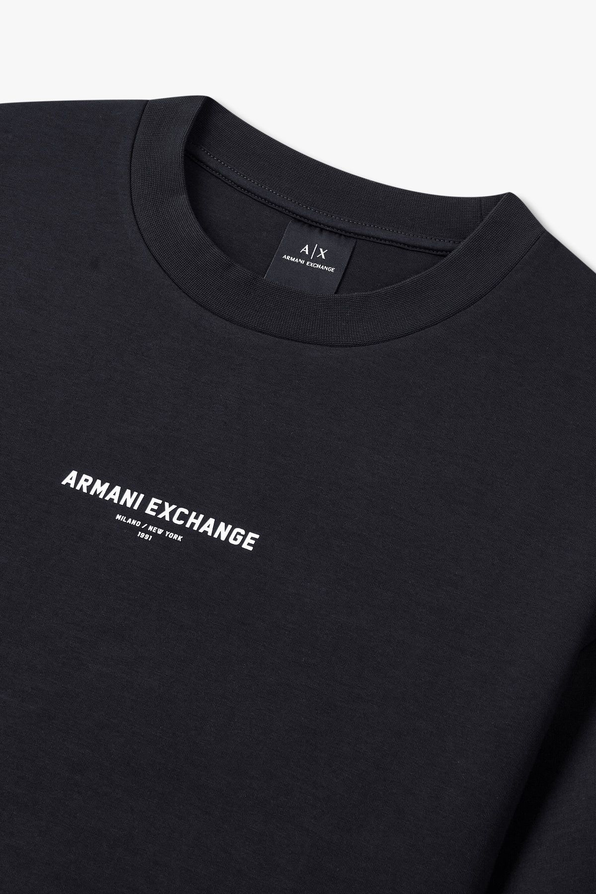 아르마니 익스체인지(ARMANI EXCHANGE) 남성 시보리 디테일 스트레치 티셔츠_다크 네이비 A415131014