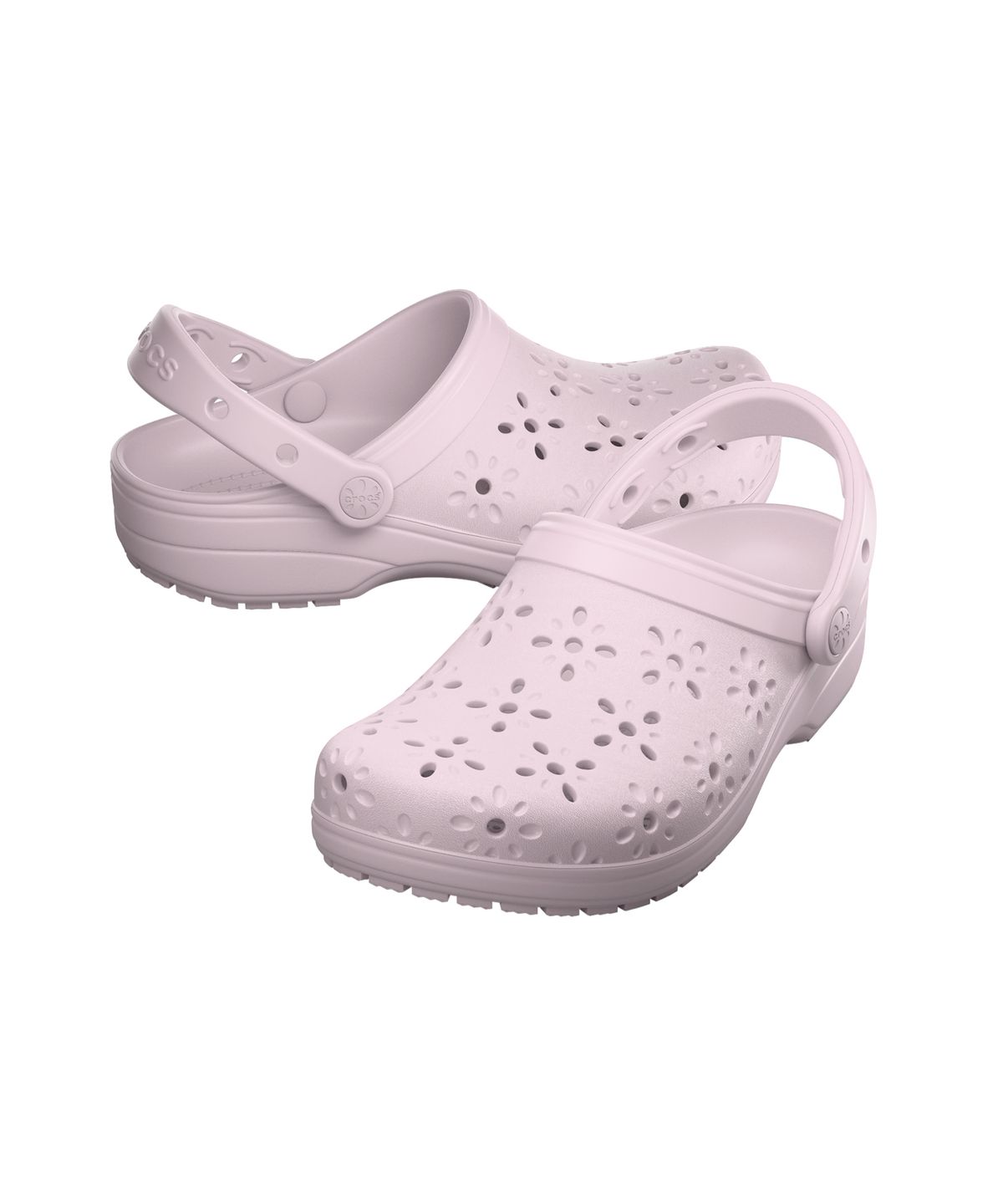 크록스(CROCS) 클래식 플로럴 컷 아웃 클로그 - 핑크 밀크 / 210927-6ZW