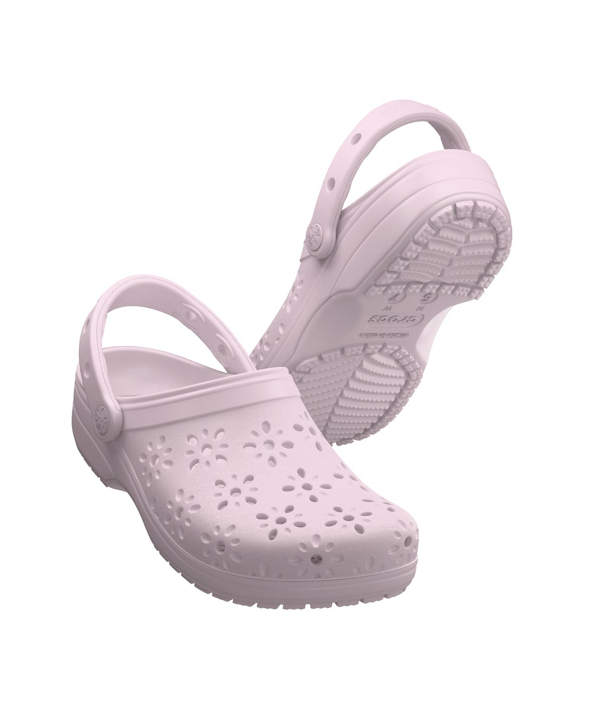 크록스(CROCS) 클래식 플로럴 컷 아웃 클로그 - 핑크 밀크 / 210927-6ZW