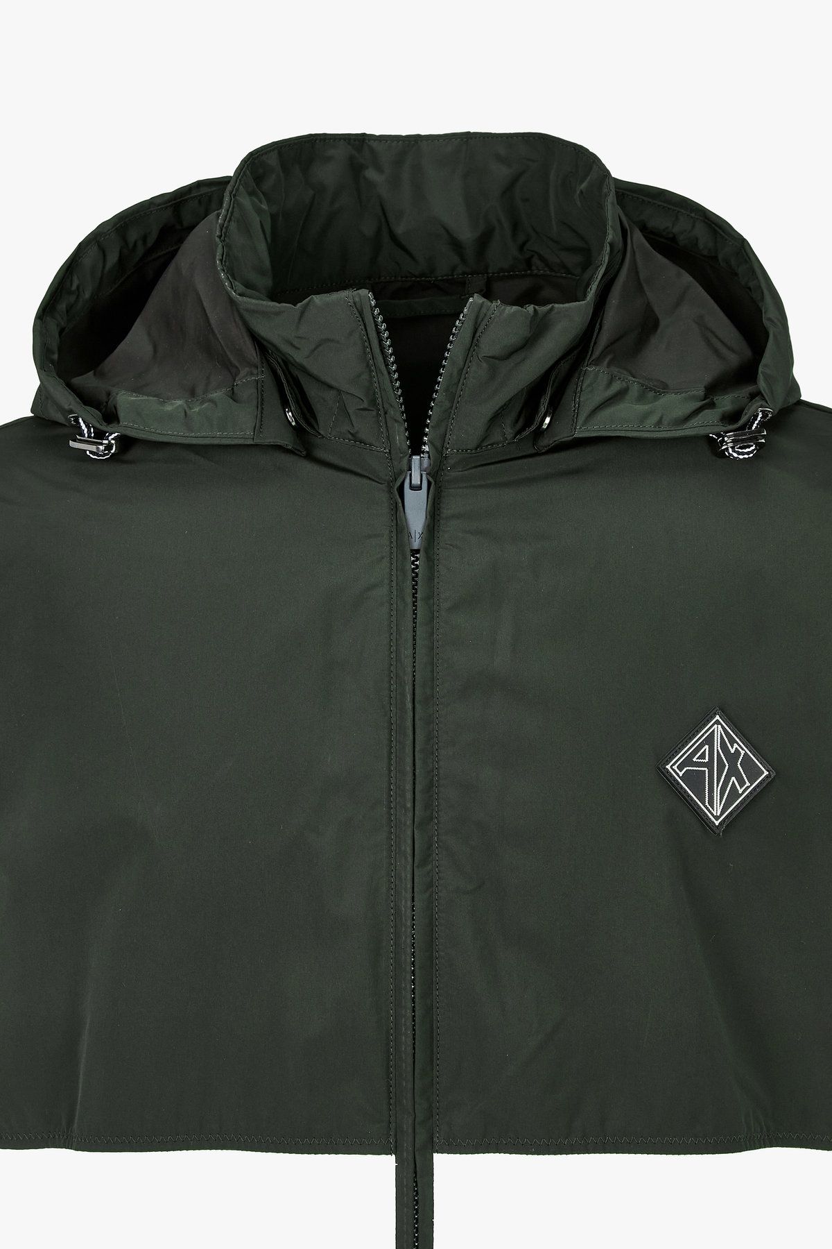 아르마니 익스체인지(ARMANI EXCHANGE) 남성 컬러 블록 디태처블 후드 자켓_다크 그린 A415110004