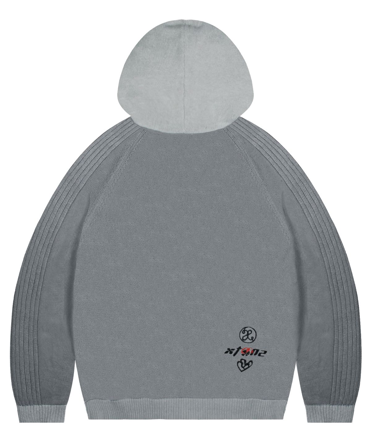 엑스톤즈(XTONZ) XTK130 크리스 오버사이즈 니트 후드 집업 (GRAY)