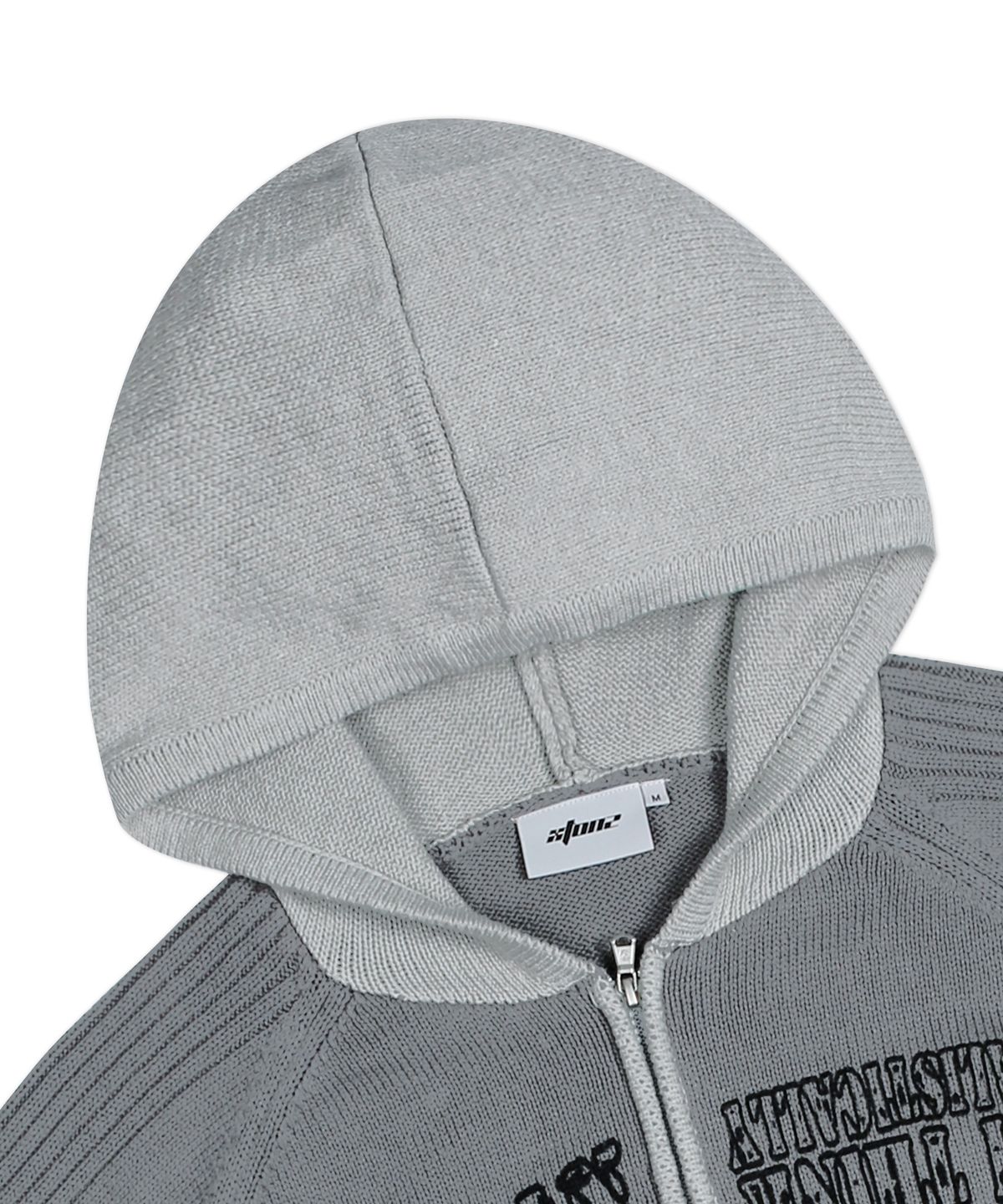엑스톤즈(XTONZ) XTK130 크리스 오버사이즈 니트 후드 집업 (GRAY)