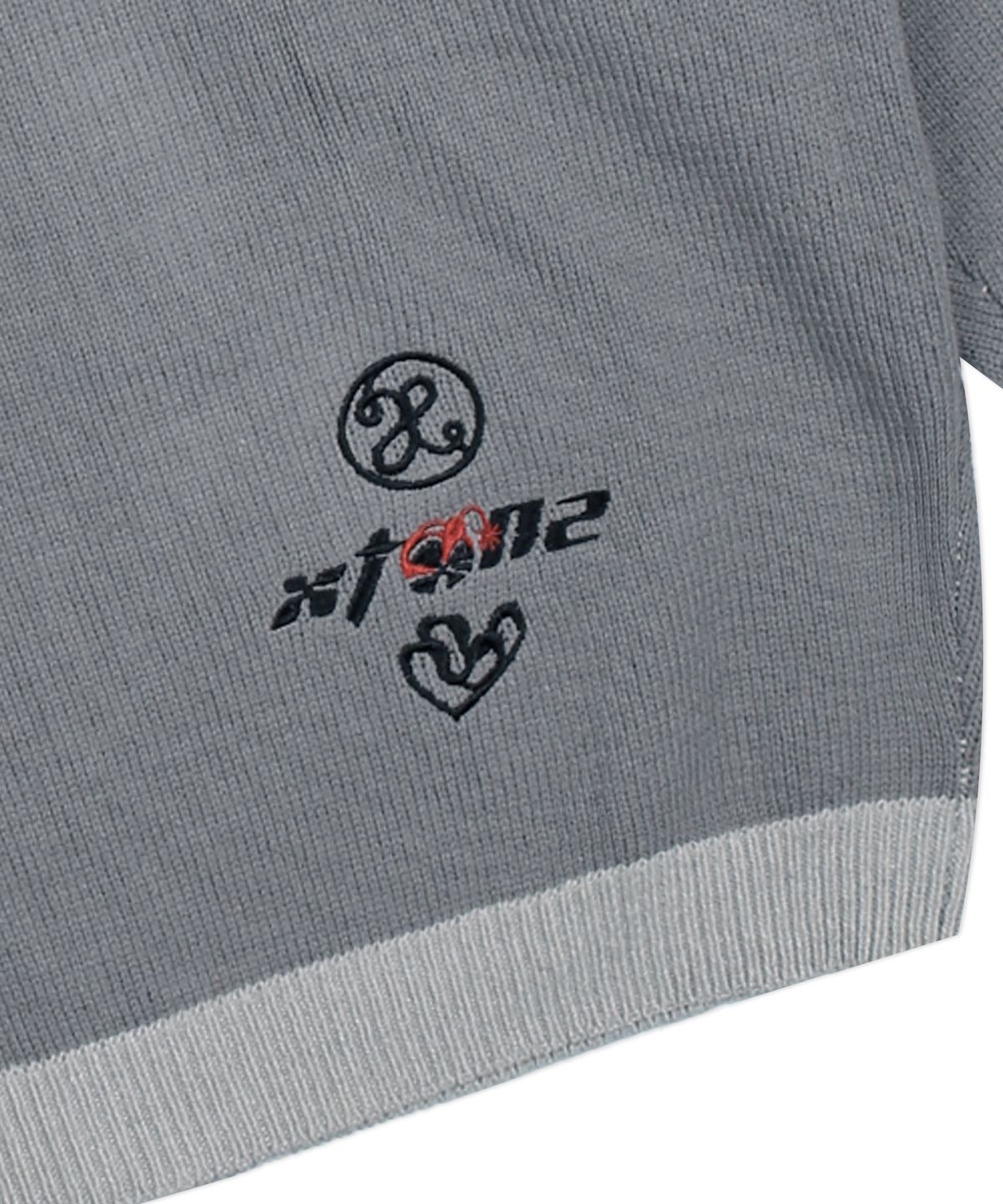 엑스톤즈(XTONZ) XTK130 크리스 오버사이즈 니트 후드 집업 (GRAY)