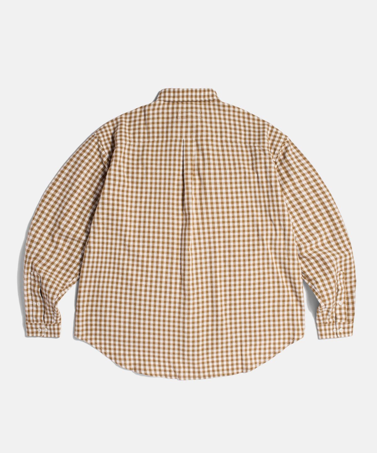 에스피오나지(ESPIONAGE) Double Pocket Gingham Shirt Soft Brown