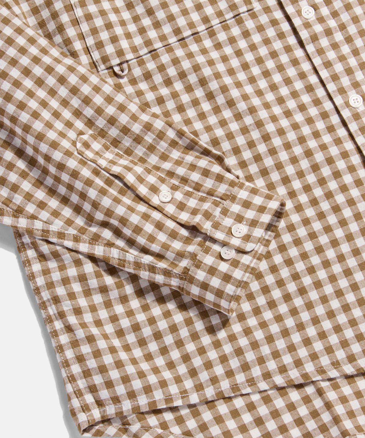 에스피오나지(ESPIONAGE) Double Pocket Gingham Shirt Soft Brown