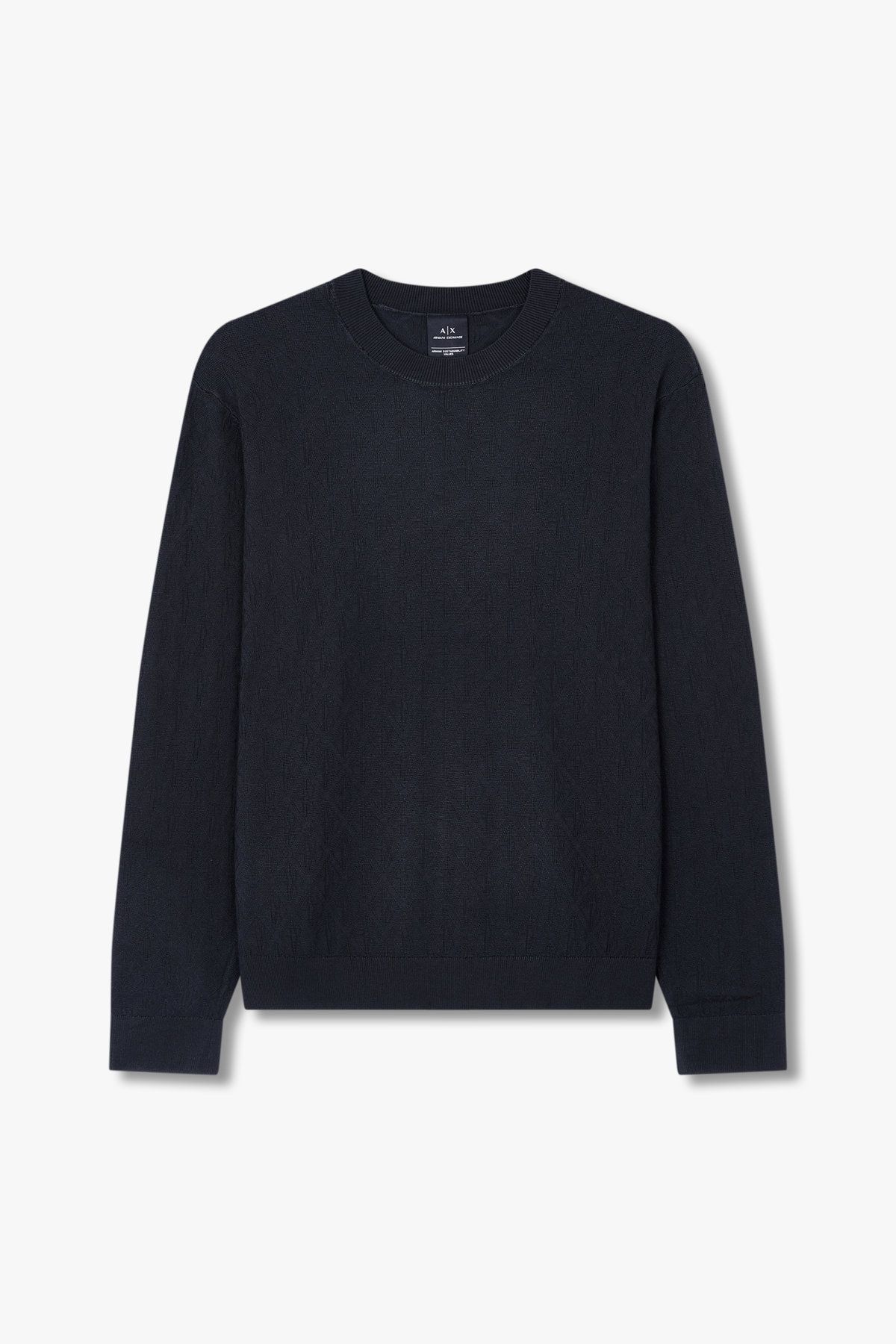 아르마니 익스체인지(ARMANI EXCHANGE) 남성 로고 패턴 크투넥 스웨터_다크 네이비 A415132006