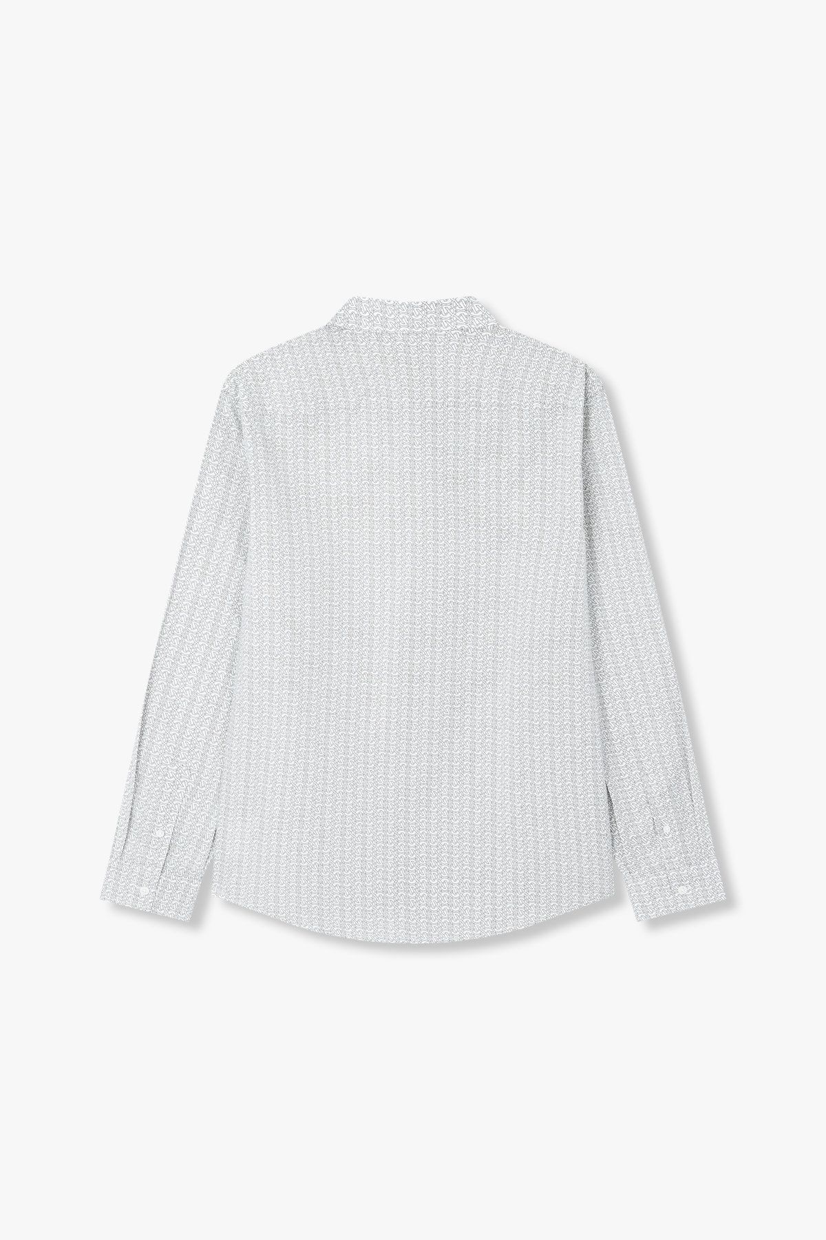 아르마니 익스체인지(ARMANI EXCHANGE) 남성 아웃 라인 로고 패턴 슬림 셔츠_오프 화이트 A415120013