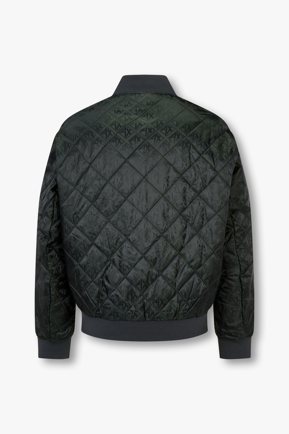 아르마니 익스체인지(ARMANI EXCHANGE) 남성 톤온톤 로고 패턴 퀼팅 자켓_다크 그린 A415110001