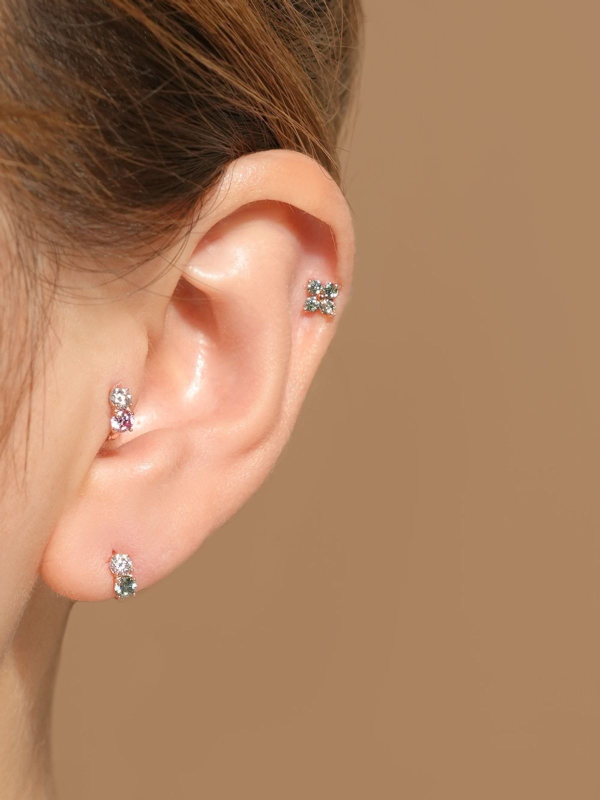 미니멀피어싱(MINIMALPIERCING) 14K 18K 모이사나이트 다이아 미니 투웨이 링 귀걸이