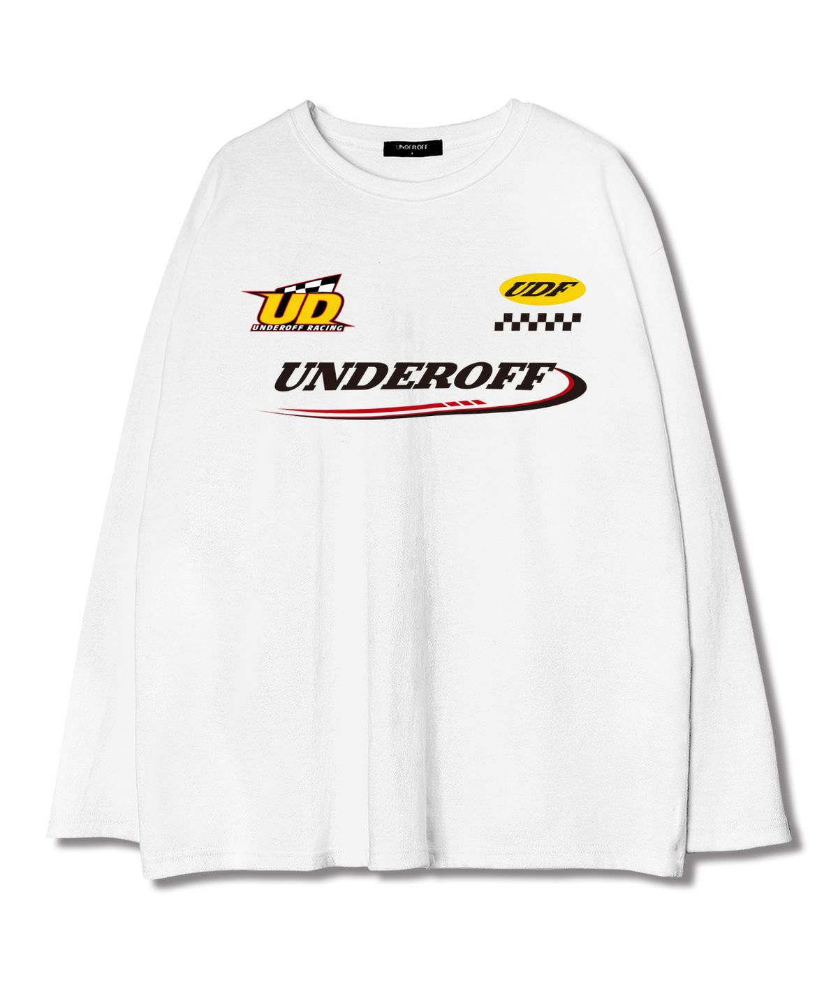 언더오프(UNDEROFF) 레이어드 크루넥 롱슬리브 레이싱 티셔츠 블랙