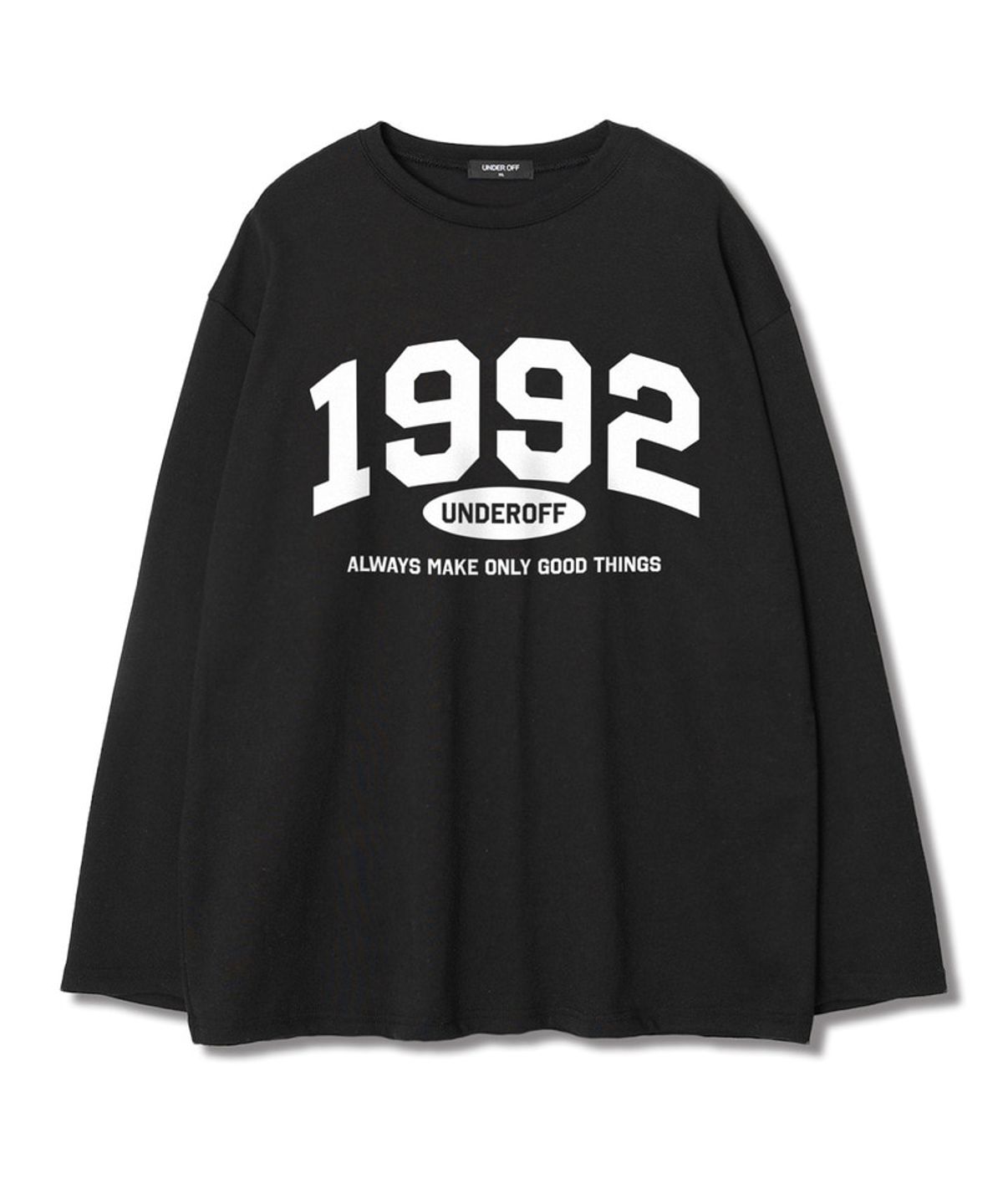 언더오프(UNDEROFF) 레이어드 크루넥 롱슬리브 1992아치 티셔츠 화이트