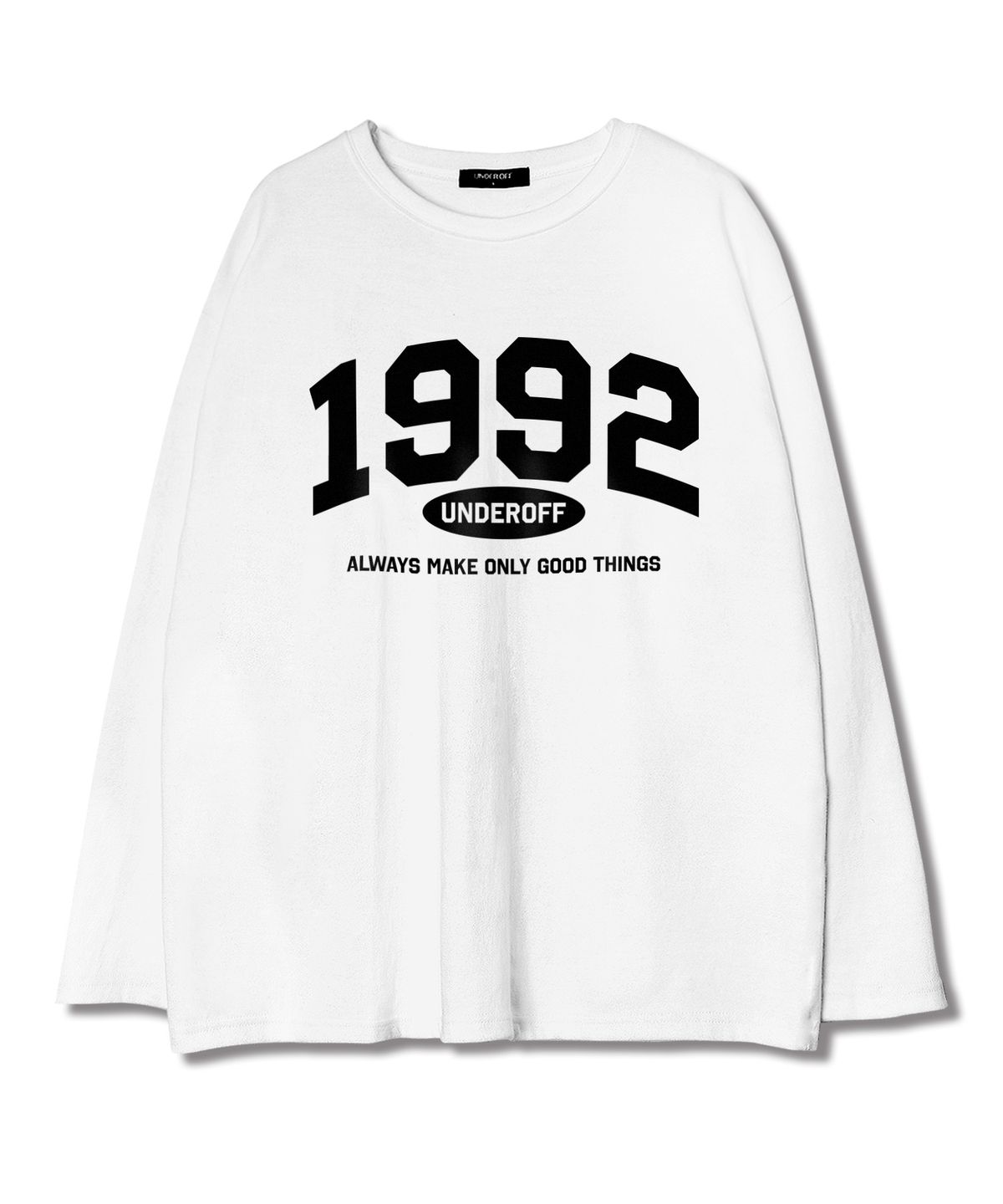 언더오프(UNDEROFF) 레이어드 크루넥 롱슬리브 1992아치 티셔츠 블랙