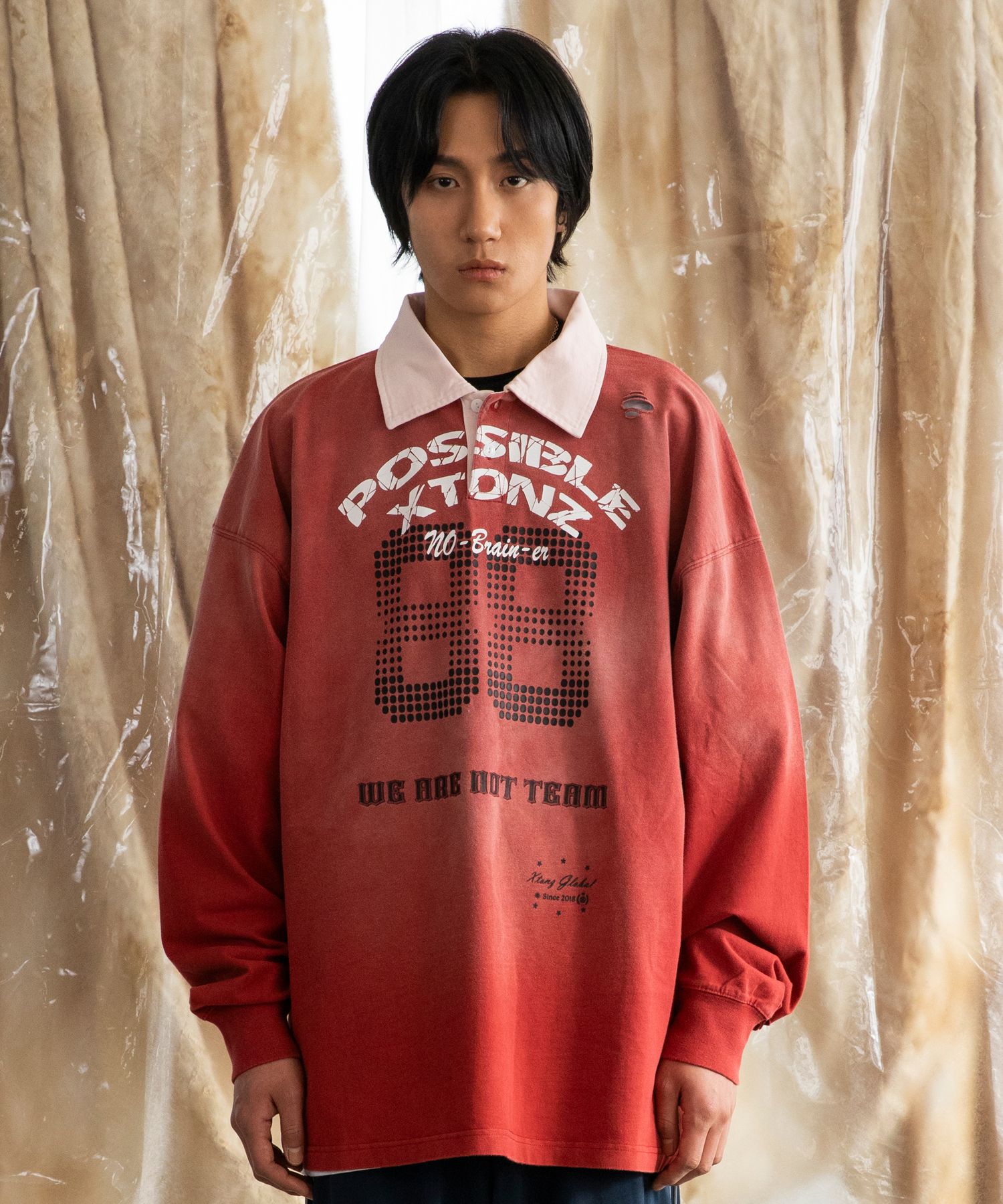 XTONZのXTT116 Fabia Destroyed Rugby Collar Long Sleeve 全2色 MUSINSA公式 | XTONZ XTT116 Fabia Destroyed Rugby Collar Long