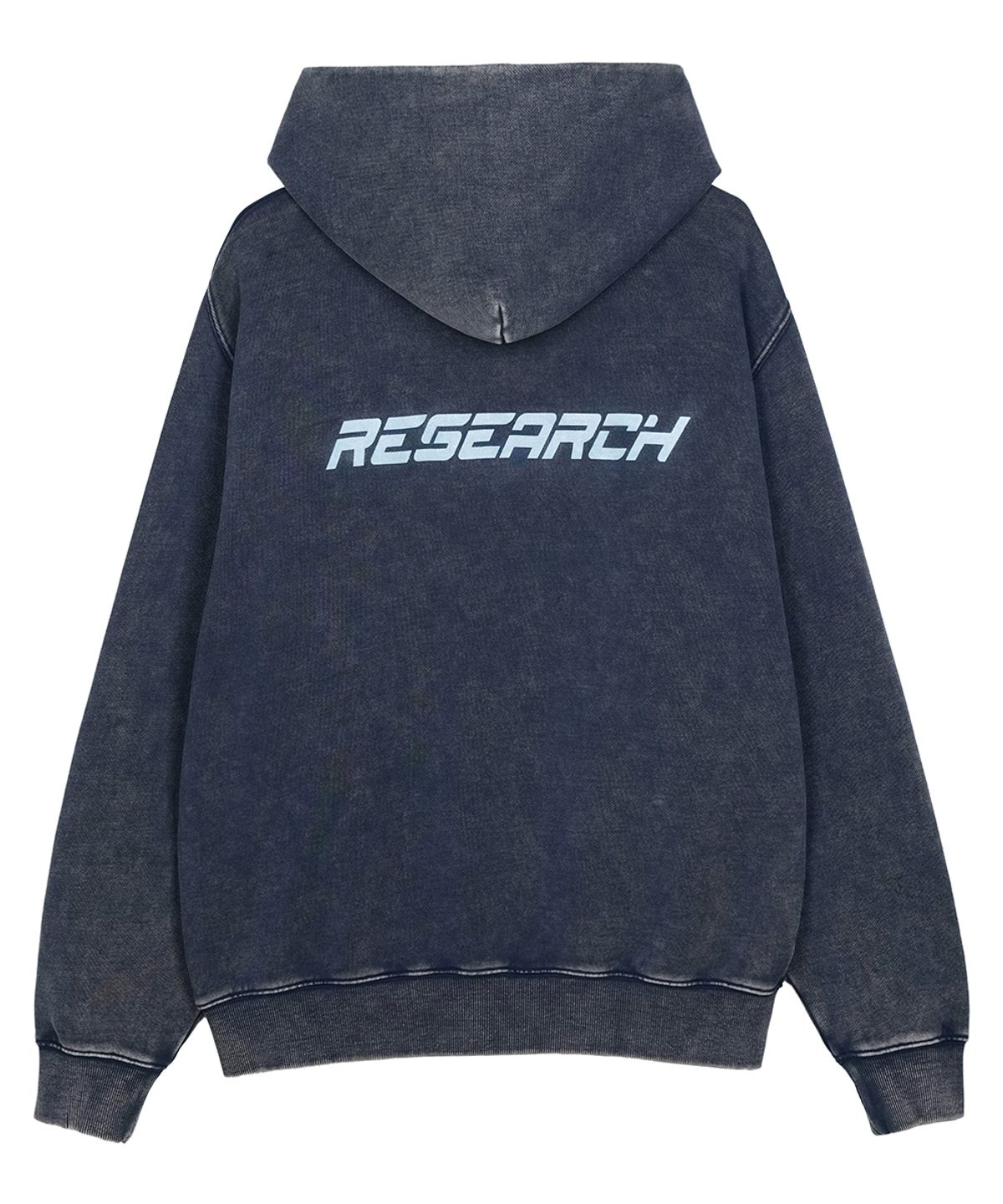 에프디알(FDR) Pigment Washed Denim Applique Hoodie Navy