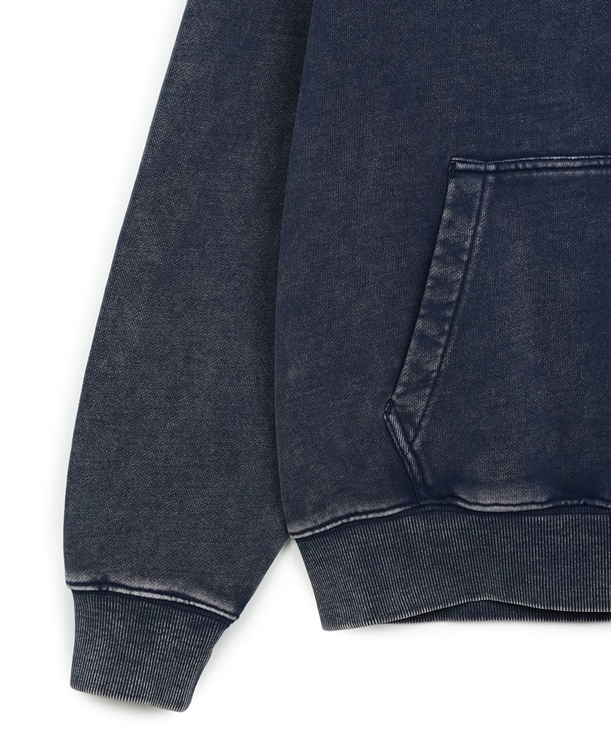 에프디알(FDR) Pigment Washed Denim Applique Hoodie Navy