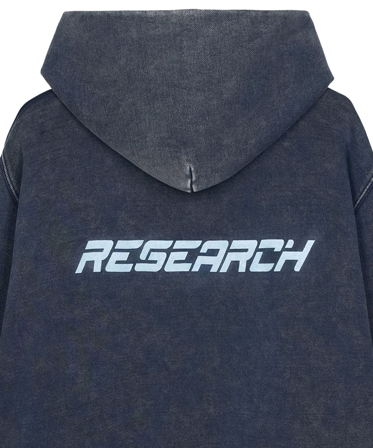 에프디알(FDR) Pigment Washed Denim Applique Hoodie Navy