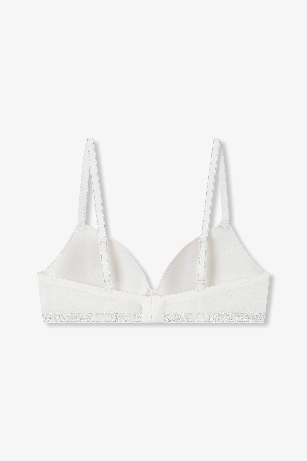 엠포리오 아르마니 언더웨어(EMPORIO ARMANI UNDERWEAR) 여성 메탈릭 로고 패디드 트라이앵글 브라_화이트 0825181534