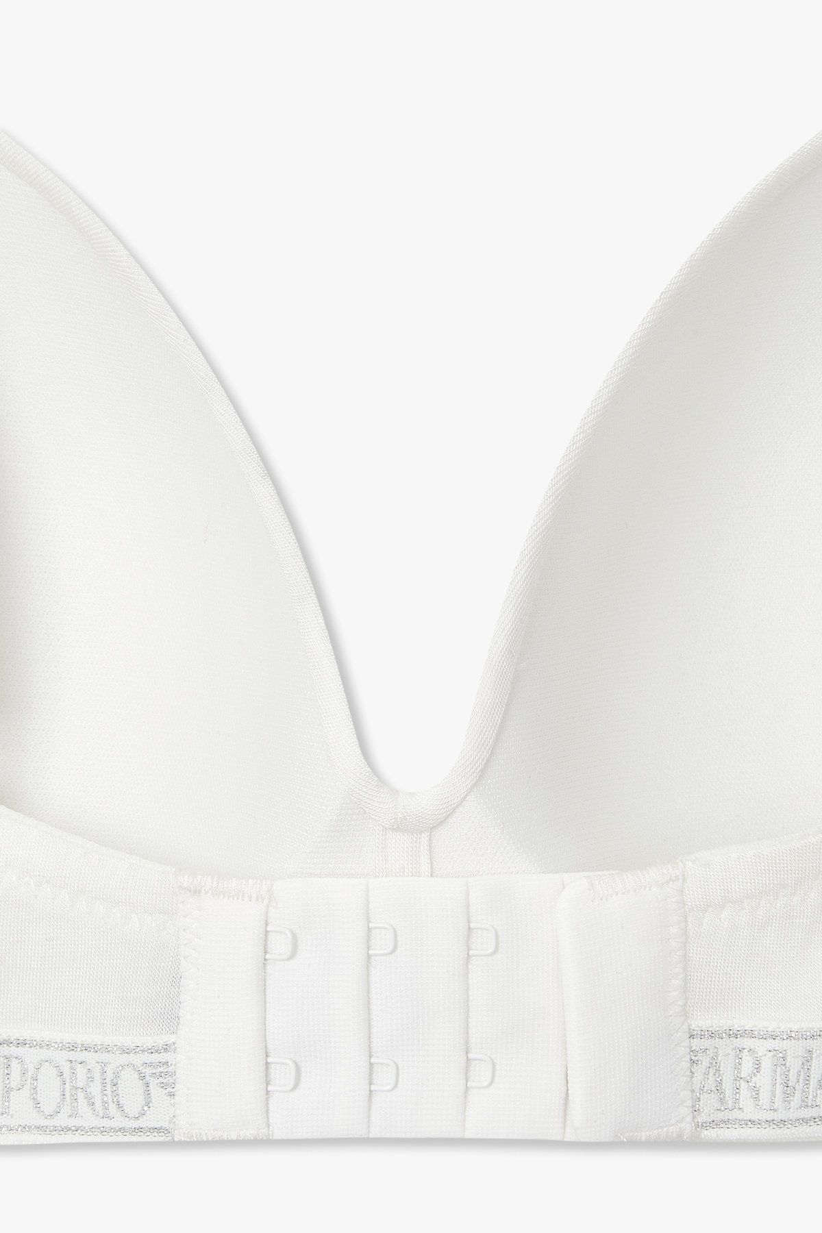 엠포리오 아르마니 언더웨어(EMPORIO ARMANI UNDERWEAR) 여성 메탈릭 로고 패디드 트라이앵글 브라_화이트 0825181534