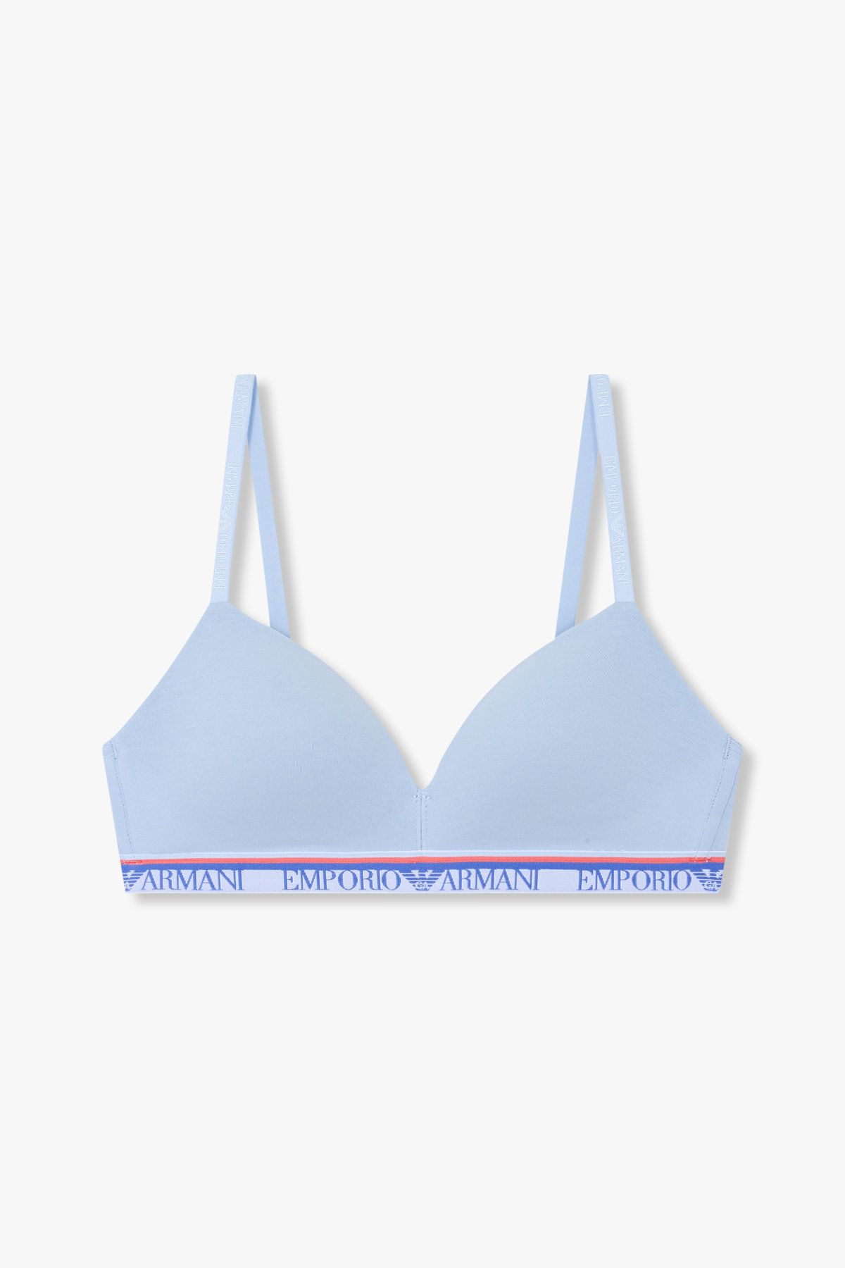 엠포리오 아르마니 언더웨어(EMPORIO ARMANI UNDERWEAR) 여성 스트라이프 밴딩 패디드 트라이앵글 브라_라이트 블루 0825181524