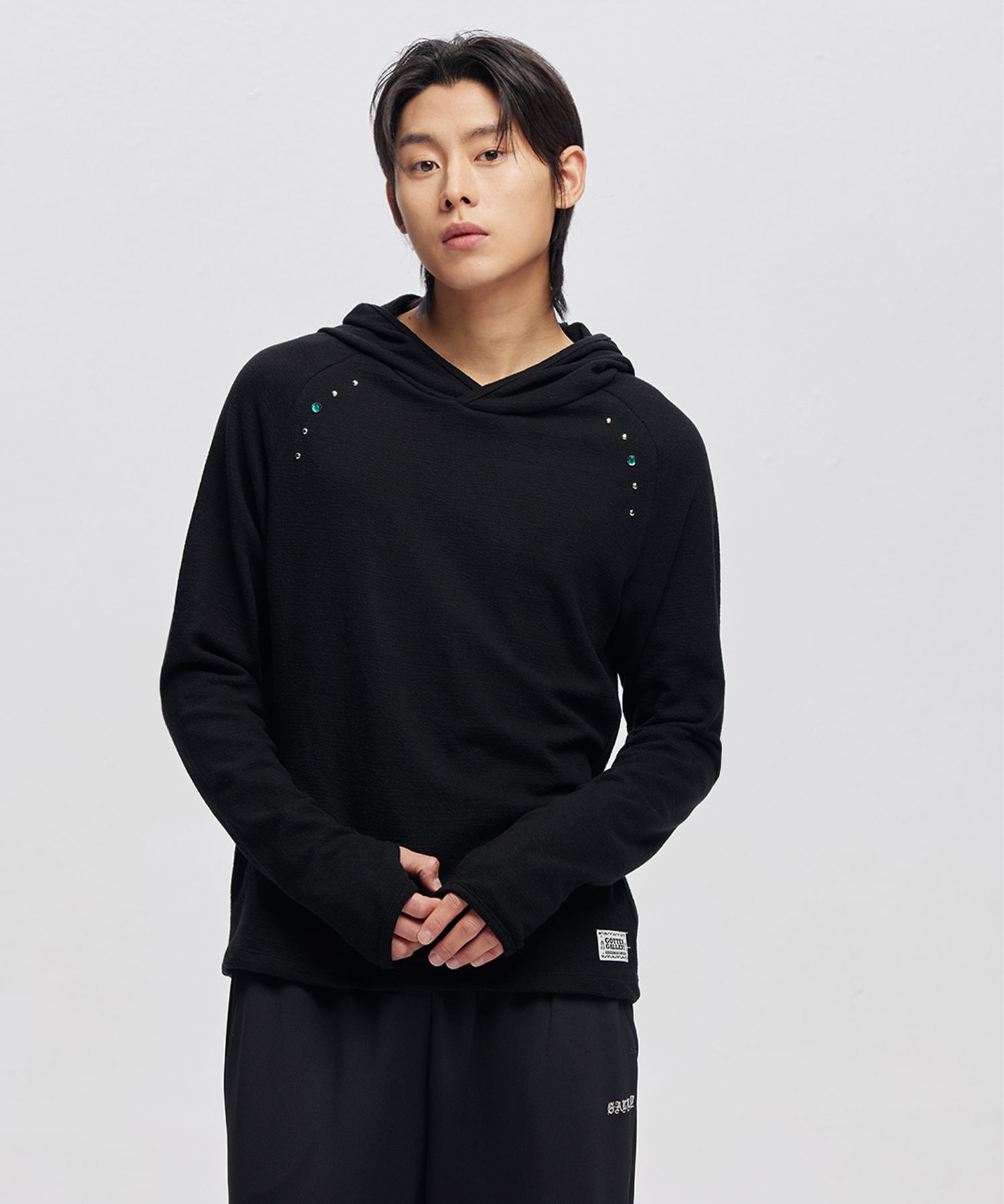 MUSINSA | GOTTER GALLERY GEM TERRY THIN HOODIE_BK