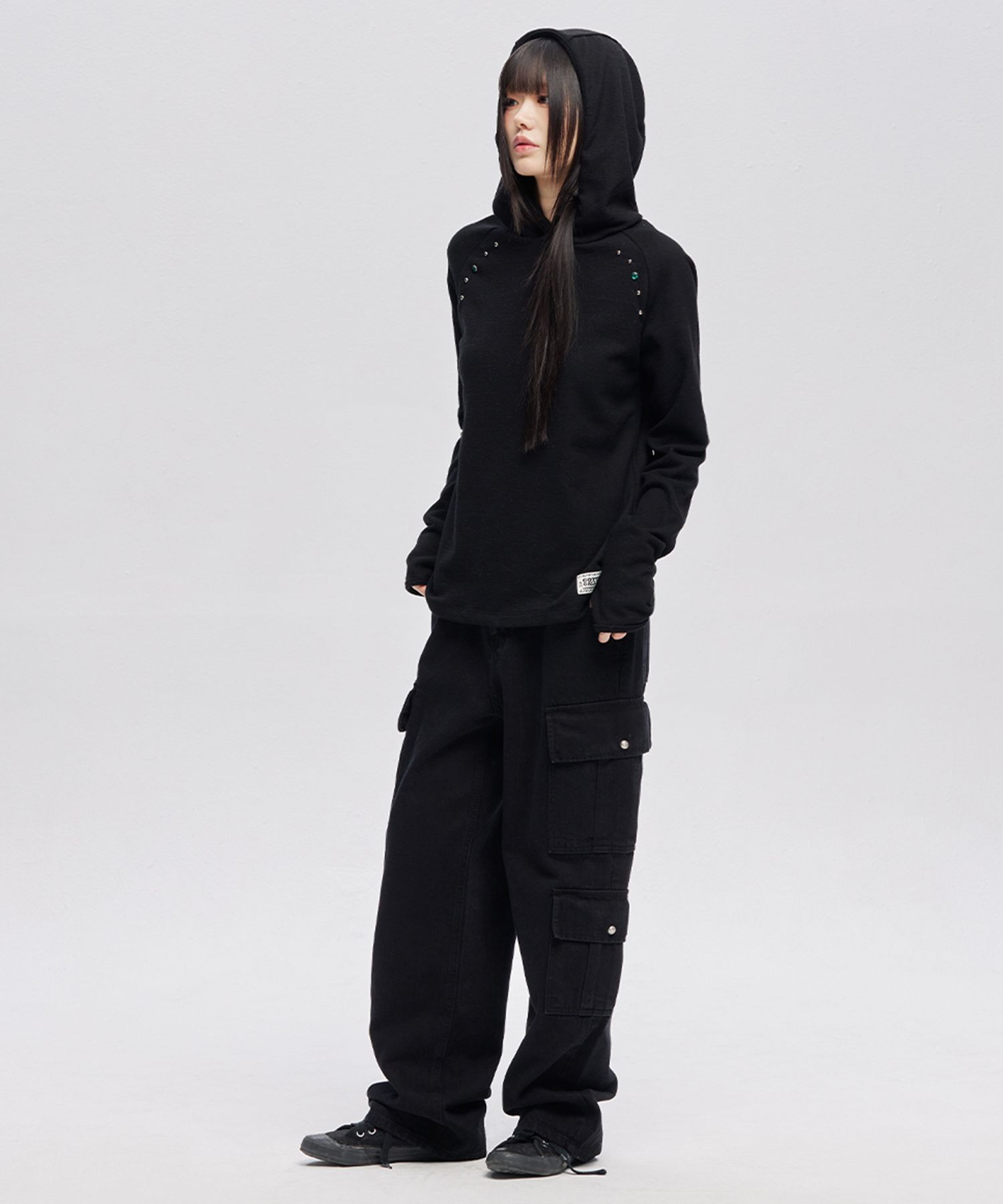 MUSINSA | GOTTER GALLERY GEM TERRY THIN HOODIE_BK