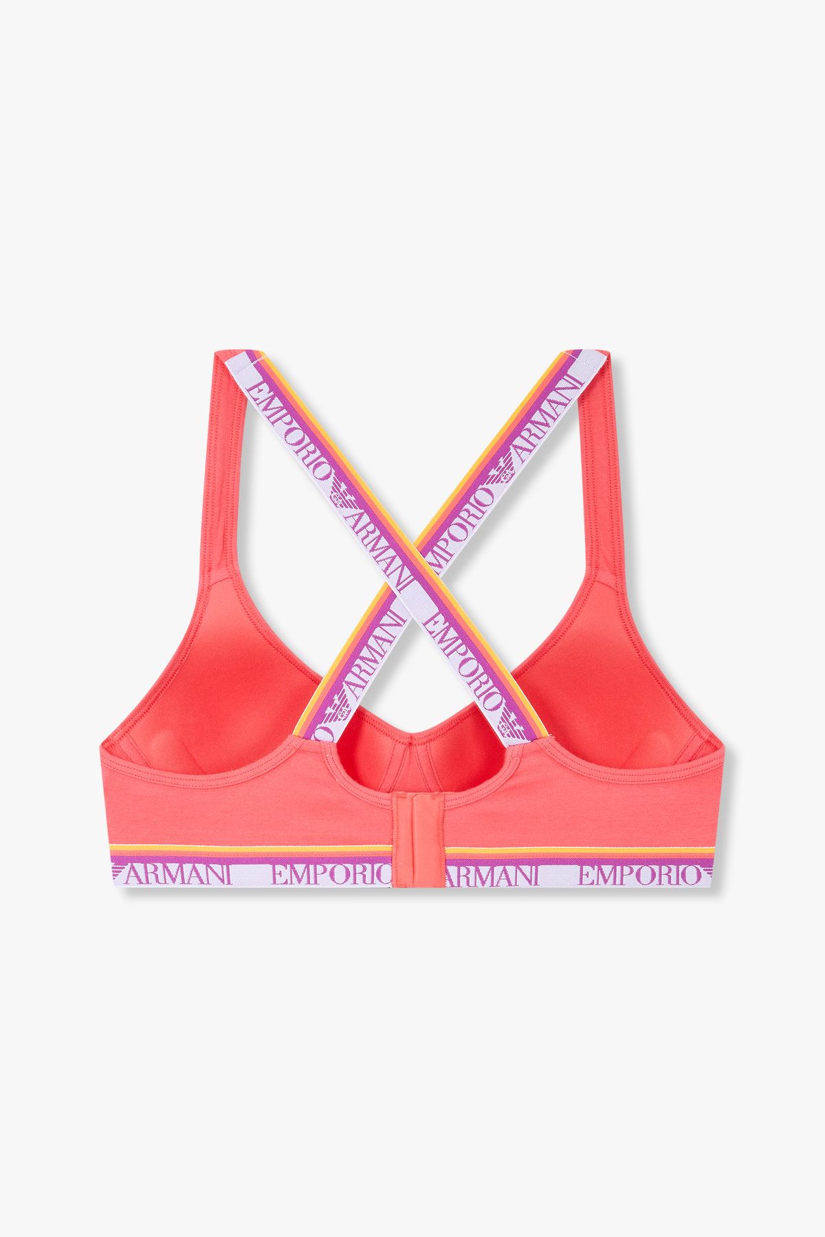 엠포리오 아르마니 언더웨어(EMPORIO ARMANI UNDERWEAR) 여성 스트라이프 밴딩 크로스 스트랩 브라_코랄 핑크 0825181527