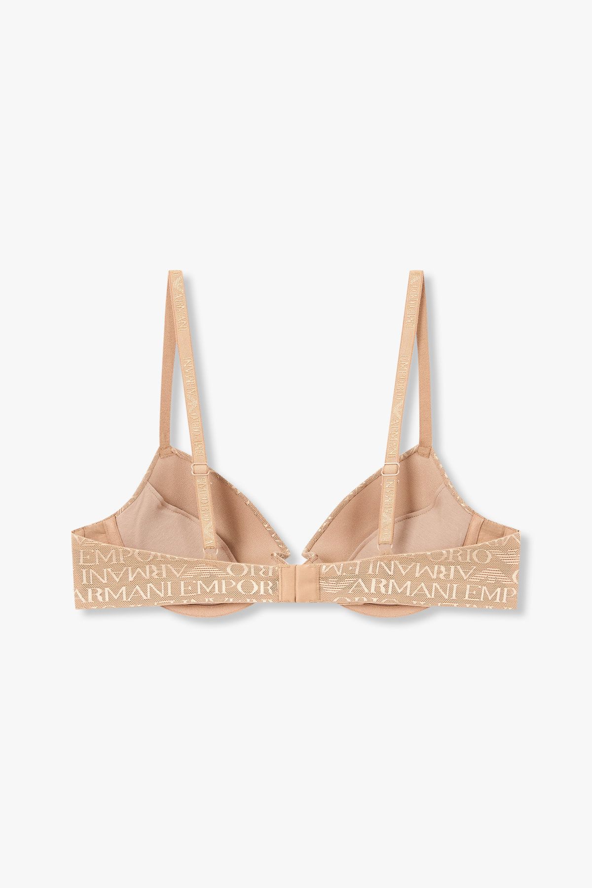 엠포리오 아르마니 언더웨어(EMPORIO ARMANI UNDERWEAR) 여성 로고 메쉬 리무버블 패드 푸쉬업 브라_브라운 0825185501
