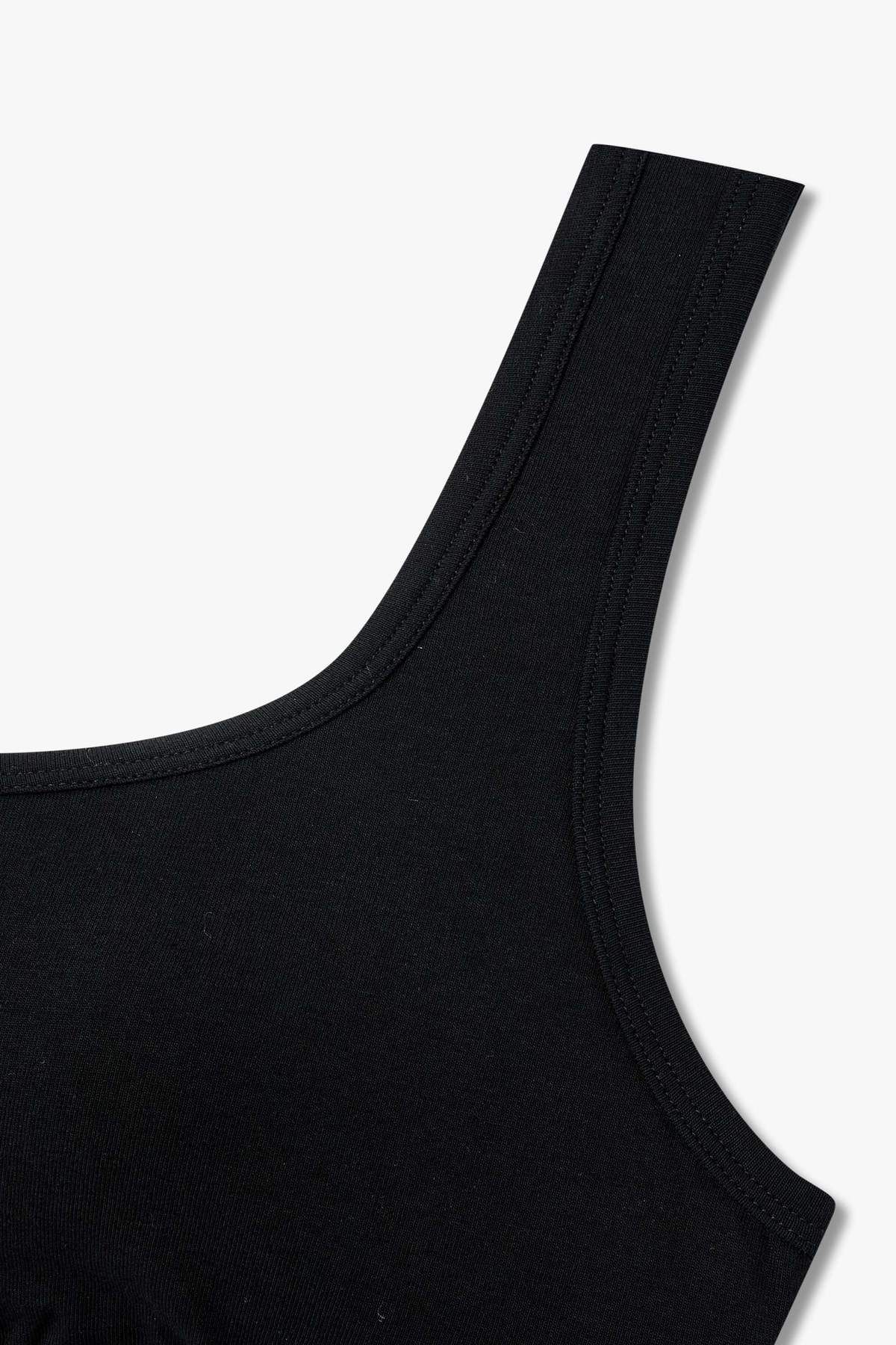 엠포리오 아르마니 언더웨어(EMPORIO ARMANI UNDERWEAR) 여성 라인 로고 밴딩 브라렛 스포츠 브라_블랙 0825181532
