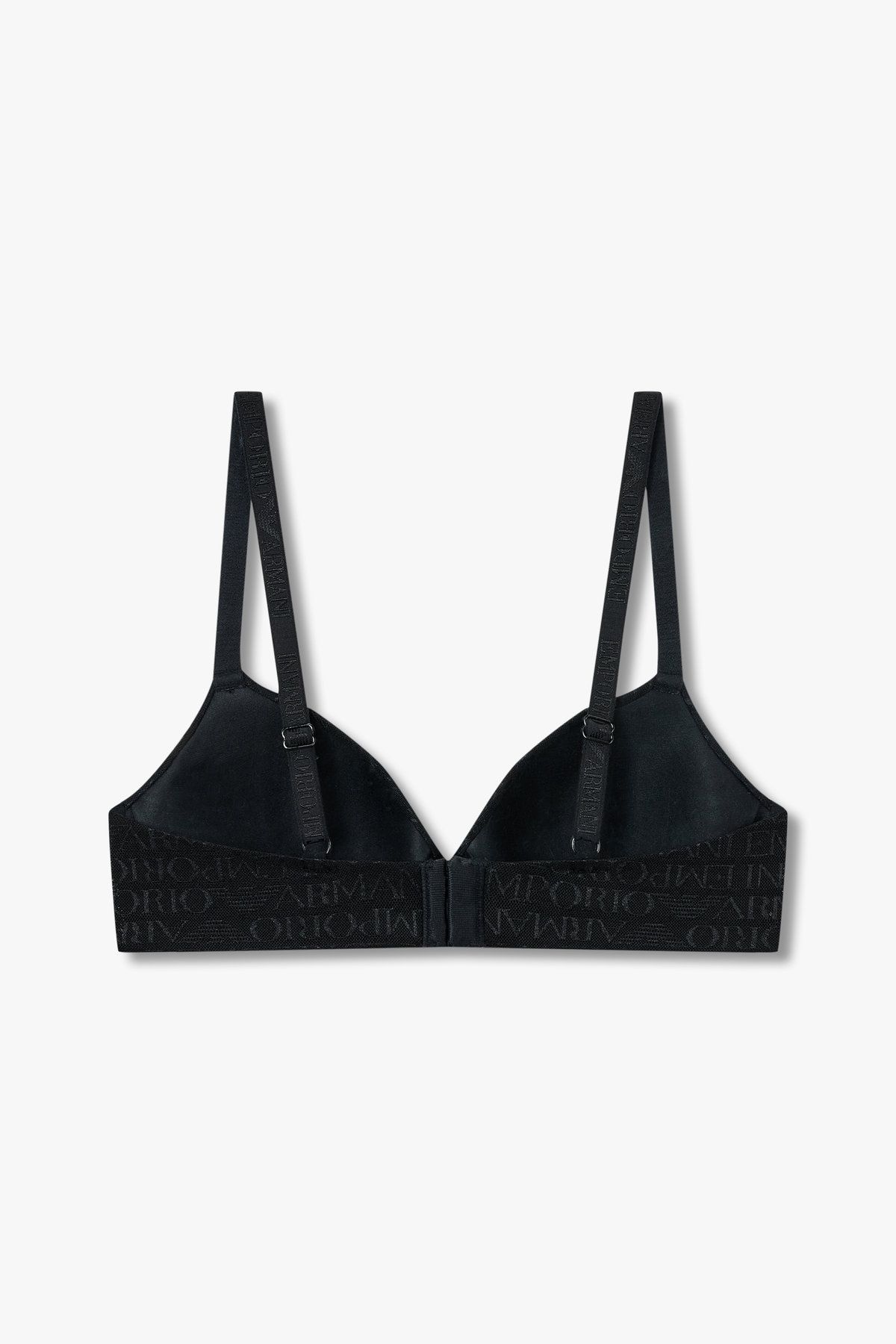 엠포리오 아르마니 언더웨어(EMPORIO ARMANI UNDERWEAR) 여성 로고 메쉬 패디드 트라이앵글 브라_블랙 0825181502