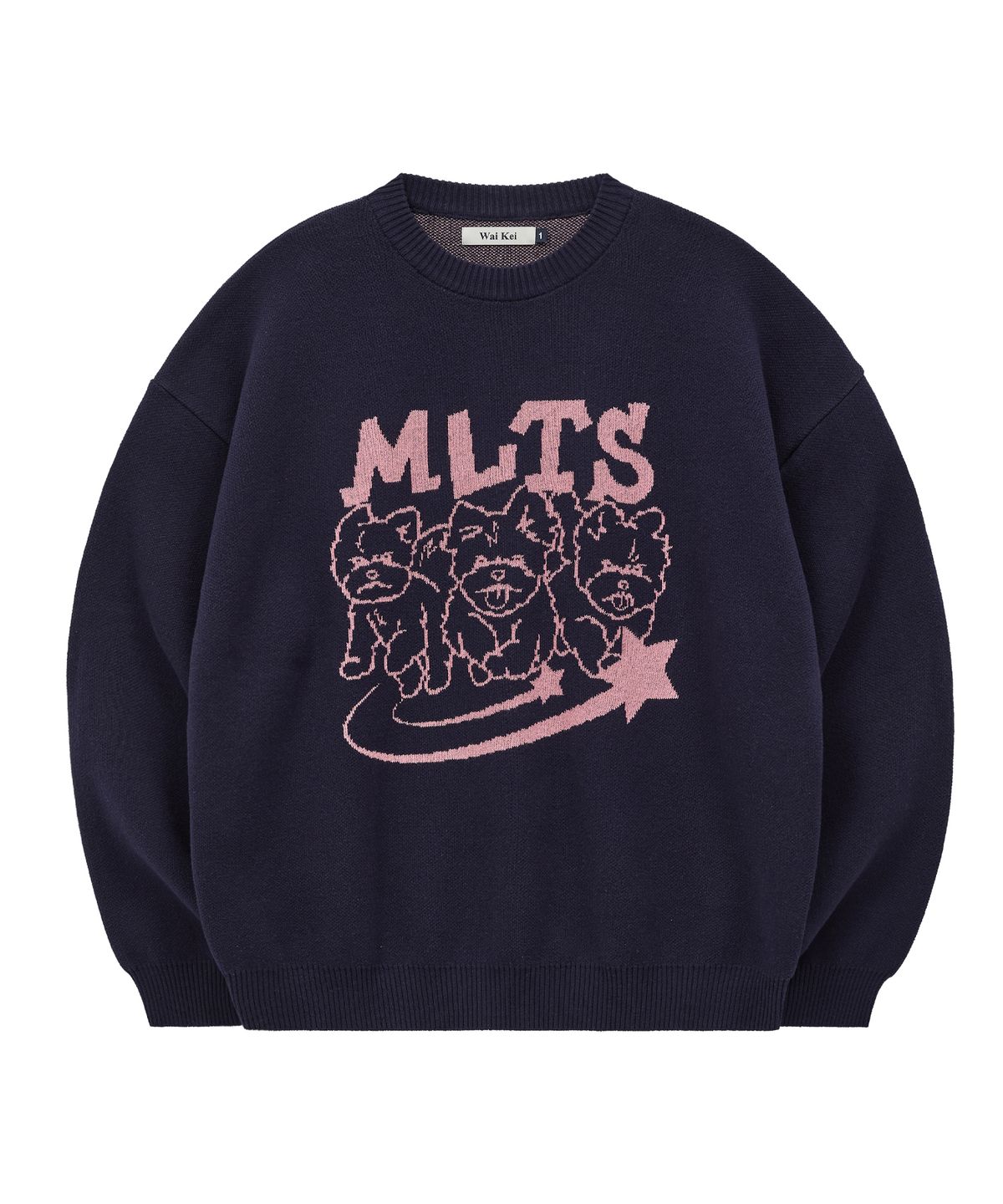 와이케이(WAIKEI) MLTS 라인 그래픽 니트 네이비