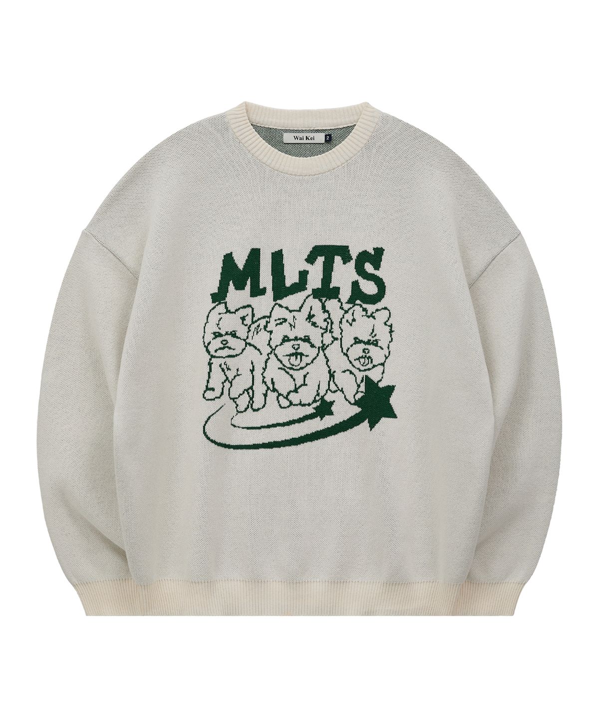 와이케이(WAIKEI) MLTS 라인 그래픽 니트 아이보리
