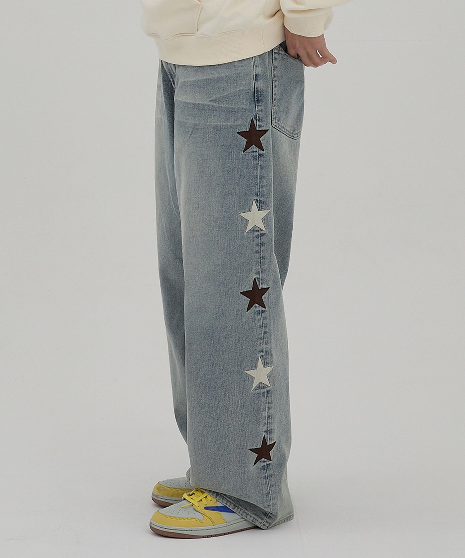 ★Wai Kei★ Star Denim Pants Yellow Washed Light Blue YKBE01 MUSINSA | WAI KEI Star Denim Pants Yellow Washed Light Blue