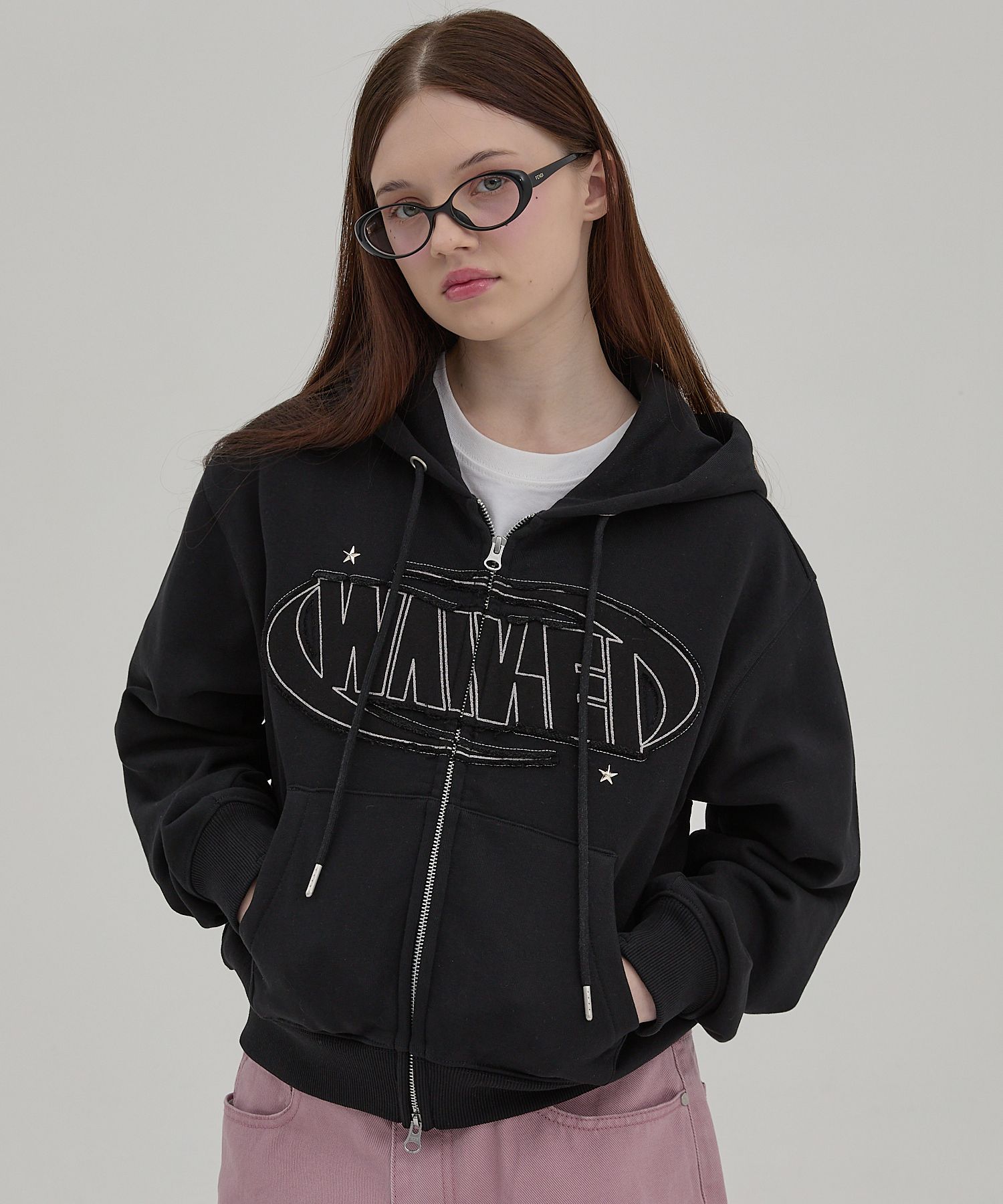 【Wai Kei】 Logo applique hoodie zip-up ★送料・関税込★ MUSINSA | WAI KEI Logo Applique Hooded Zip-Up Black