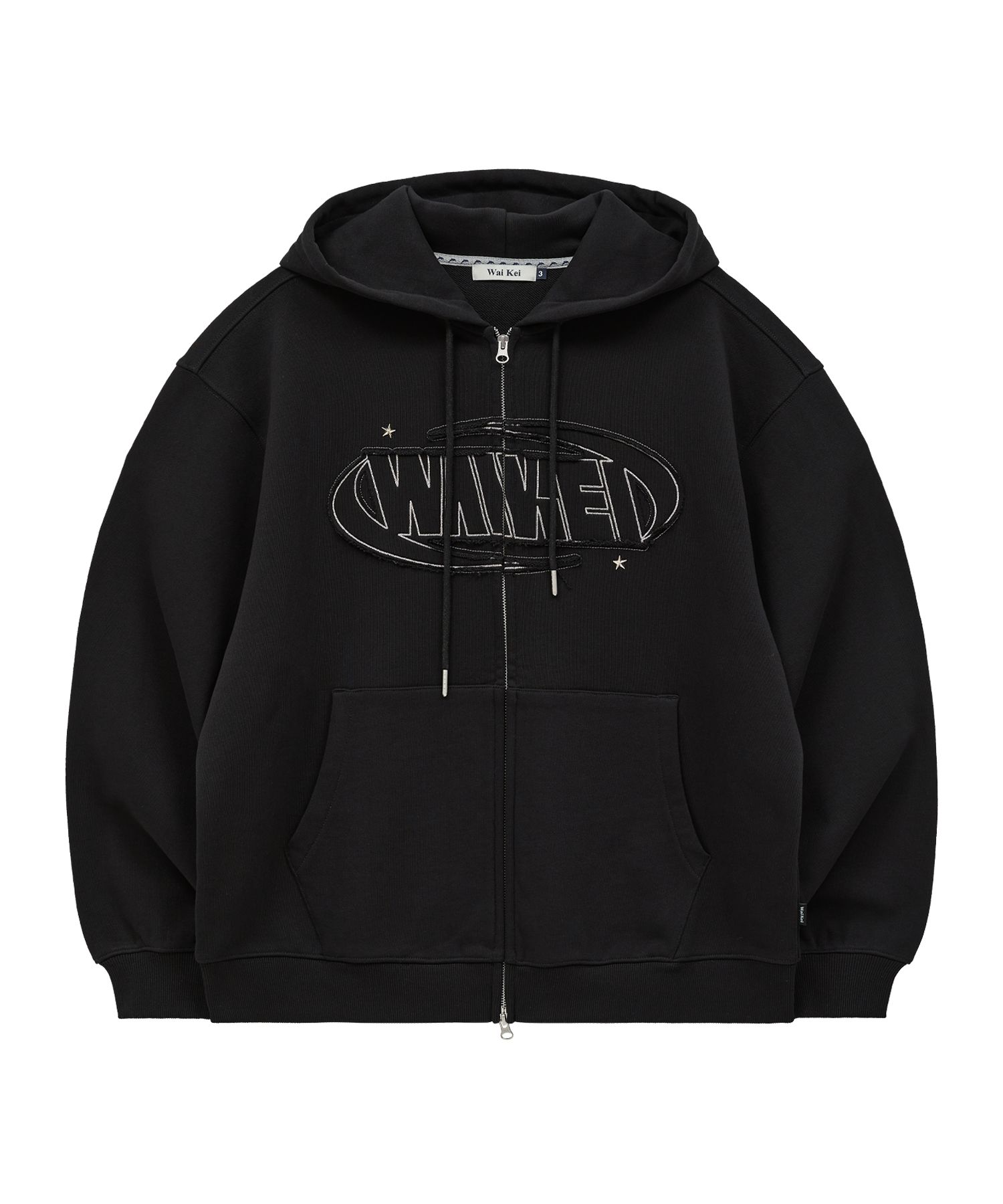 ★HOODHOOD★ HD logo applique overfit hood black MUSINSA | WAI KEI Logo Applique Hooded Zip-Up Black