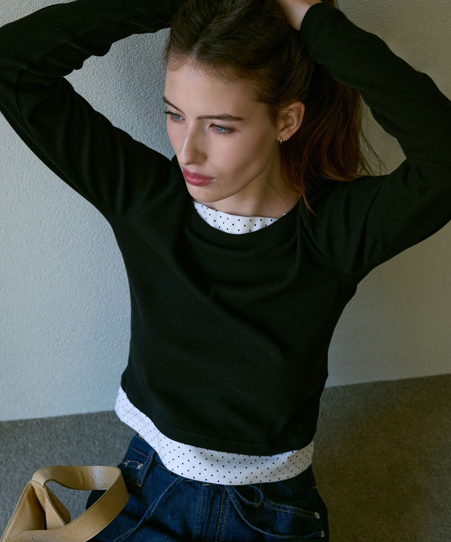 LETTER FROM MOON ♥ Miel Dot Layered T-Shirt MUSINSA | LETTER FROM MOON Miel Dot Layered T-Shirt (Black)