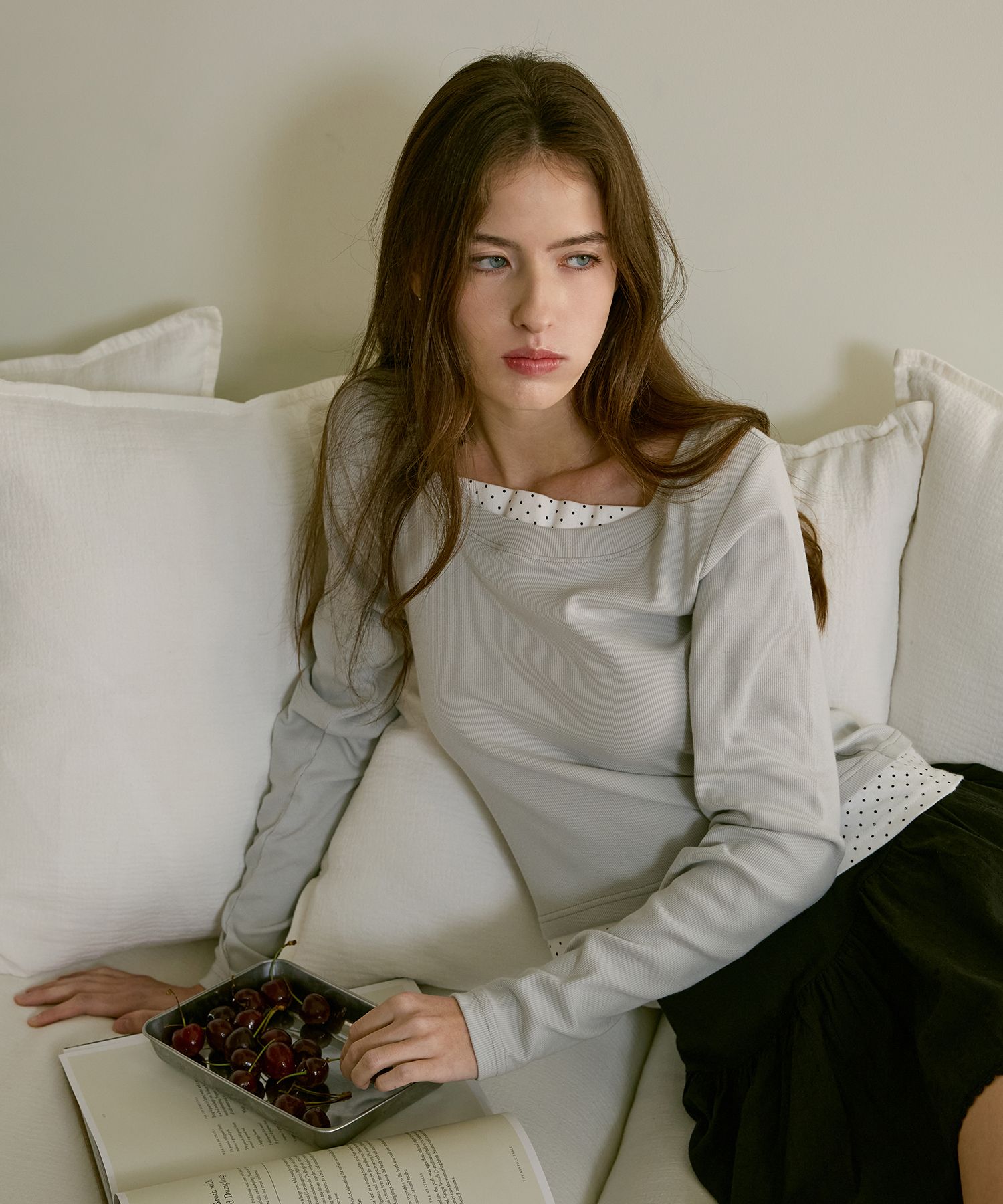 MUSINSA | LETTER FROM MOON Miel Dot Layered T-Shirt (Mint)