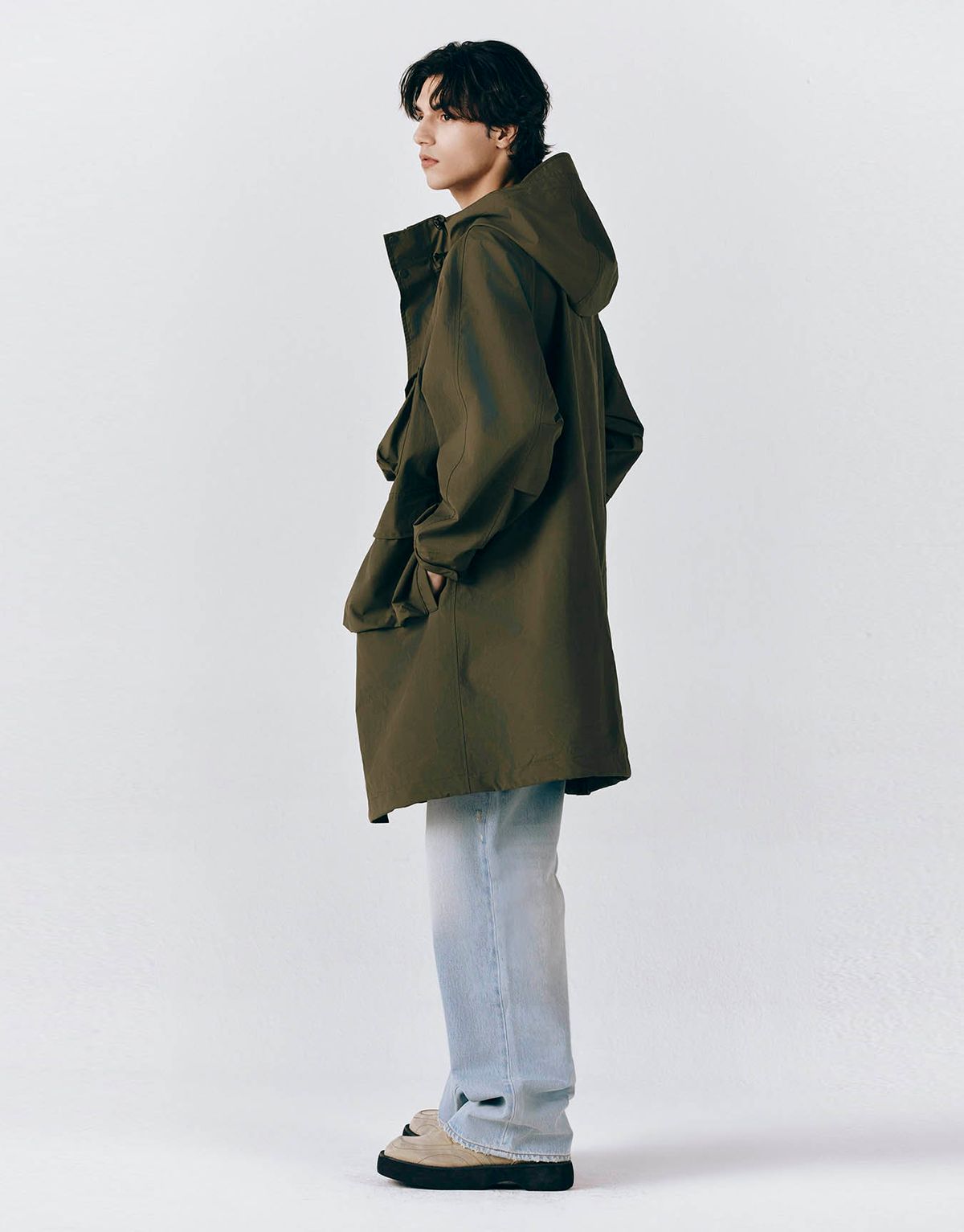 지오다노(GIORDANO) 나일론 밀리터리 롱 포켓 파카 075512 [올리브]