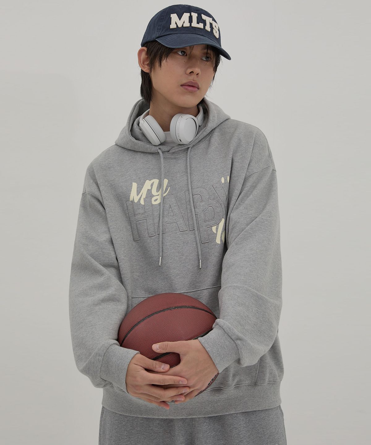 와이케이(WAIKEI) MY HAPPY IS 후드티셔츠 그레이