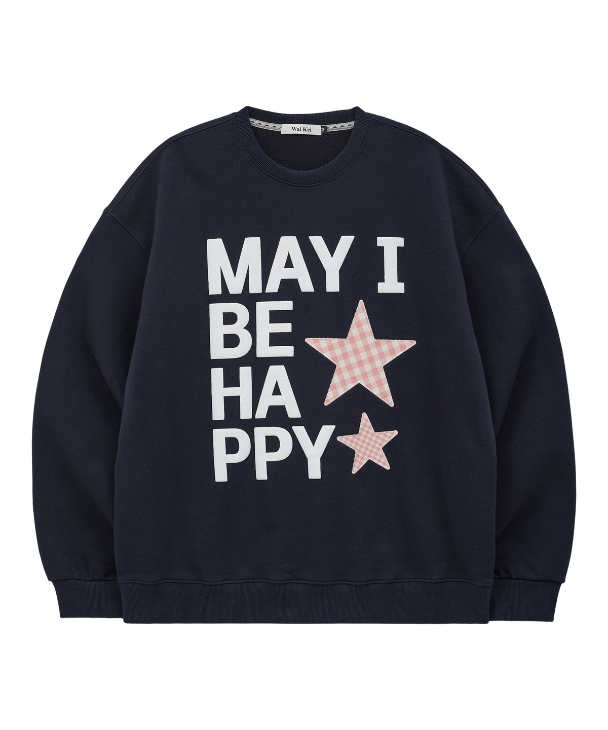 와이케이(WAIKEI) MAY I BE HAPPY 맨투맨 네이비